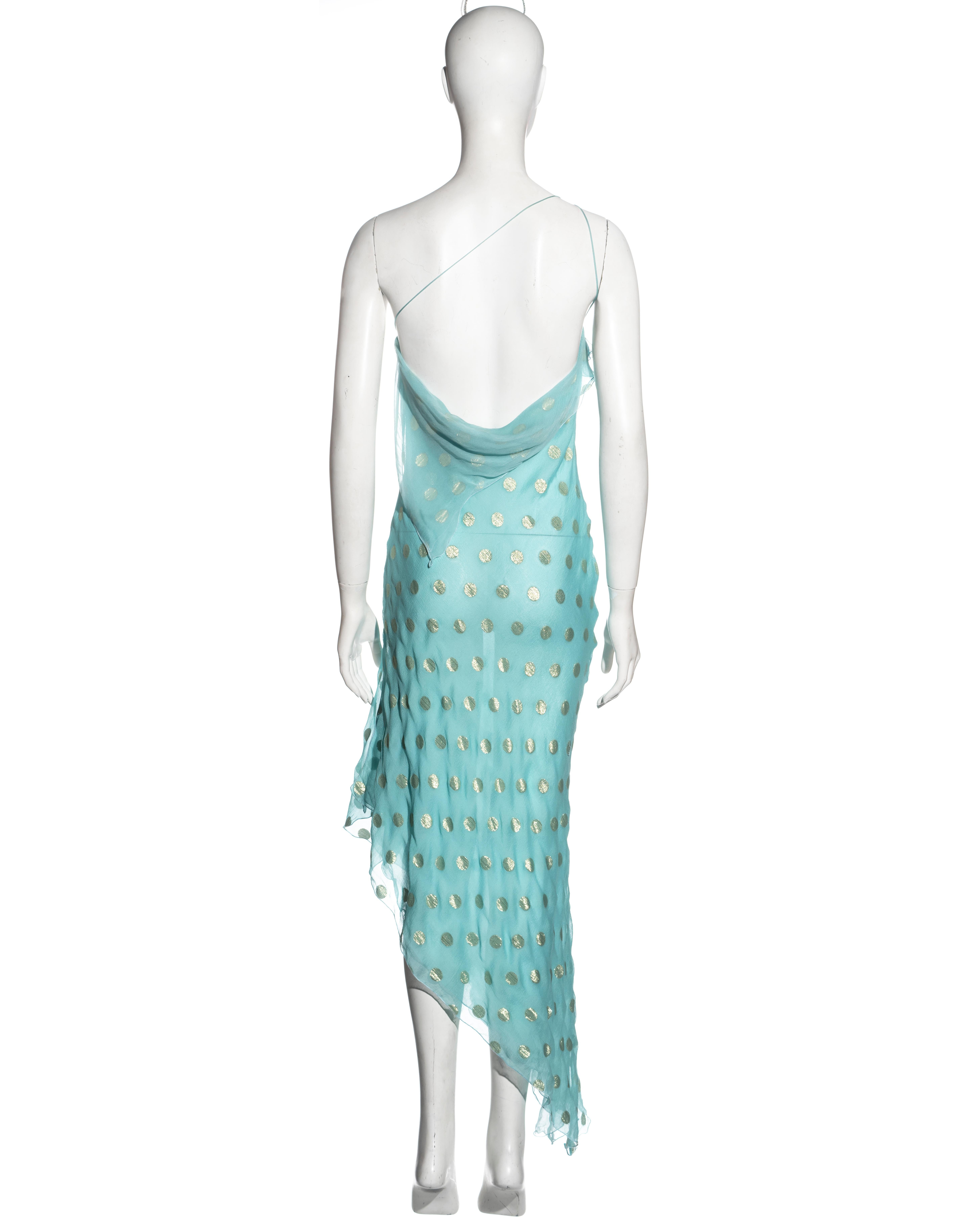 Vestido de noche de gasa de seda azul y dorada de Emanuel Ungaro, c. 2000 4