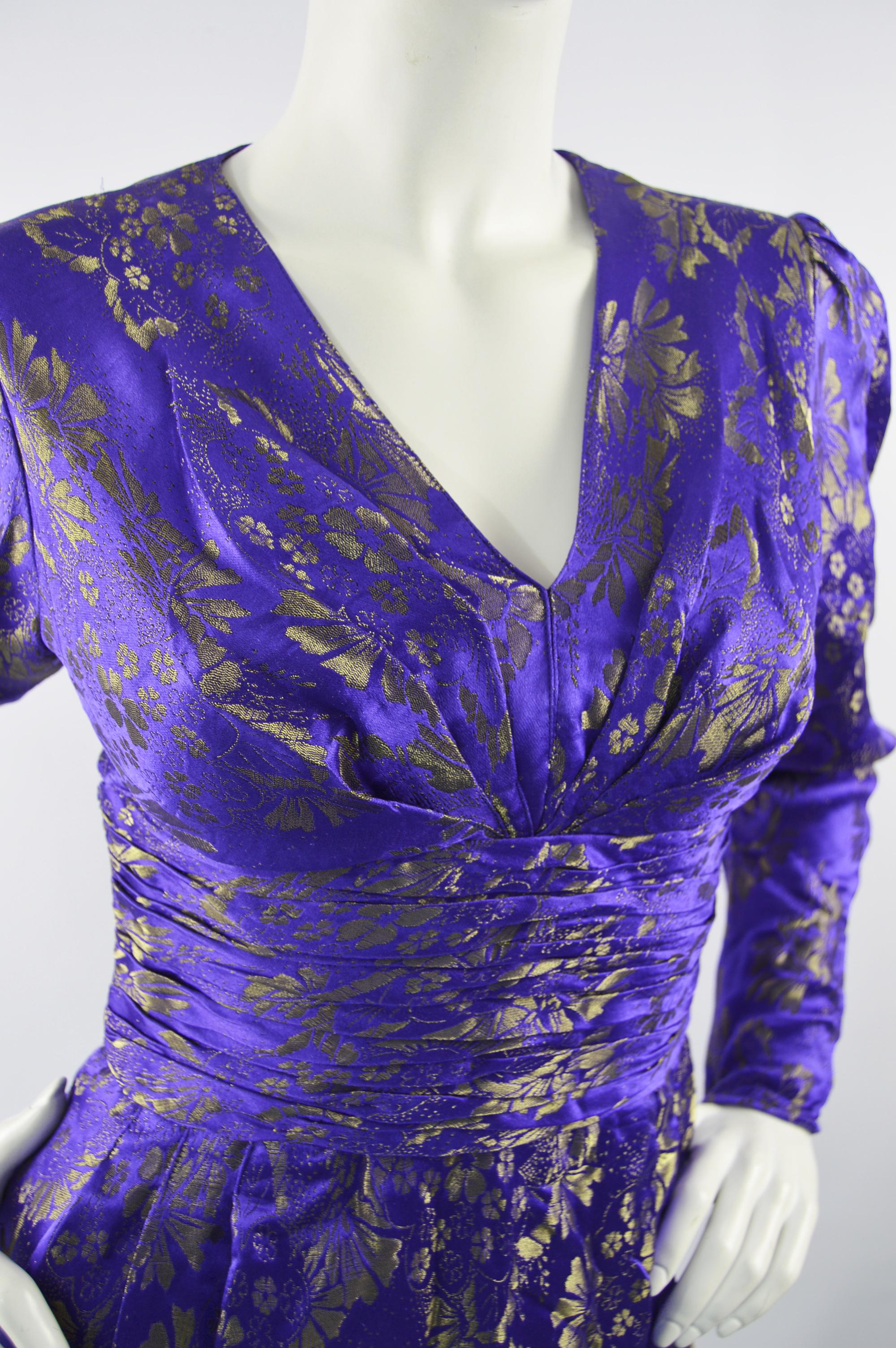 Women's Emanuel Ungaro Blue Silk Brocade Dress