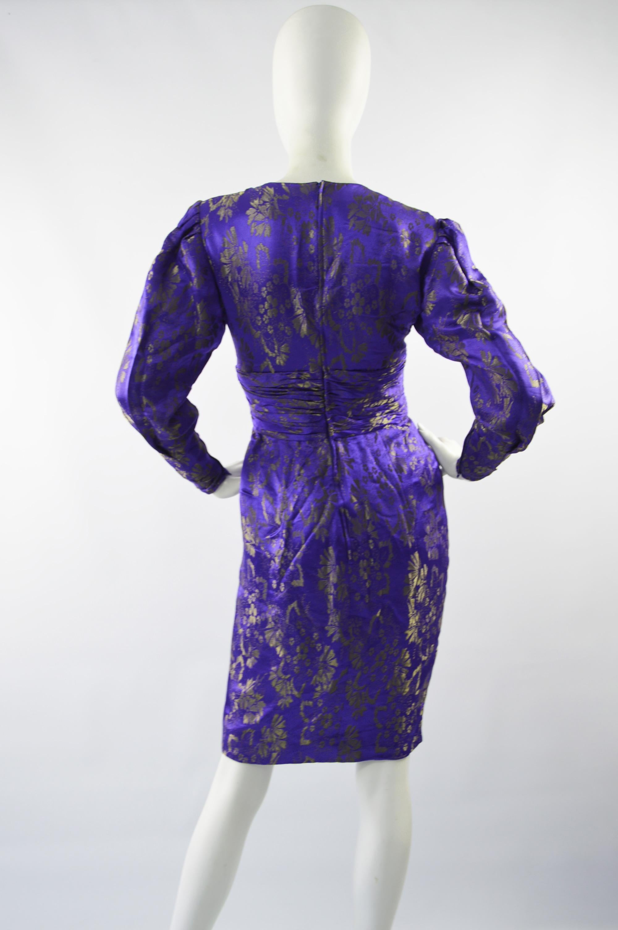 Emanuel Ungaro Blue Silk Brocade Dress For Sale 1