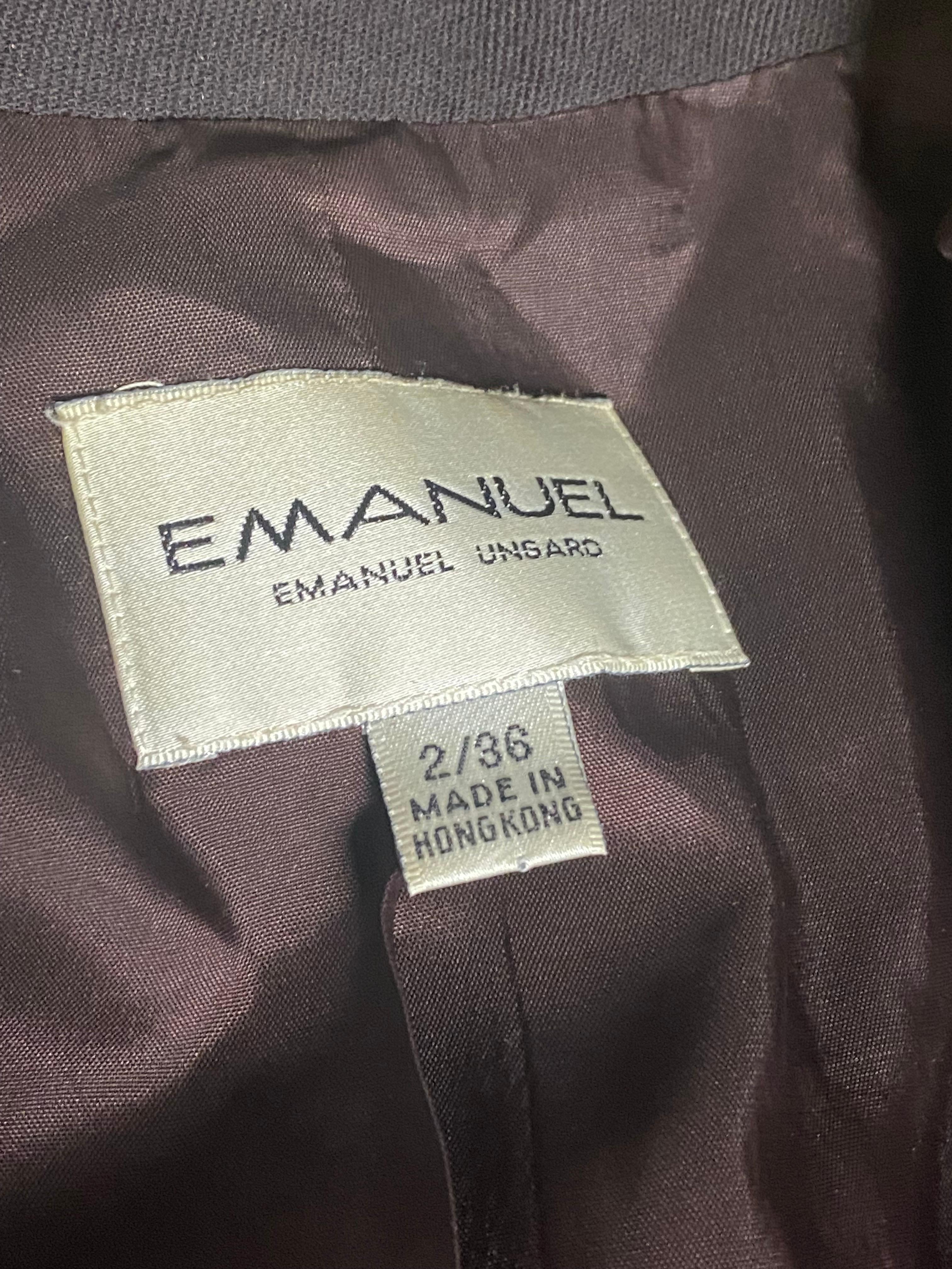 Black Emanuel Ungaro Brown Blazer Jacket, Size 2/36 For Sale