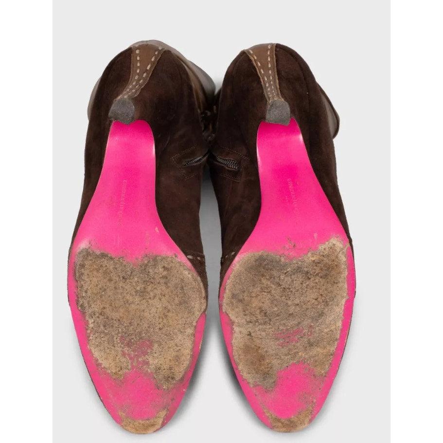 De las mujeres Emanuel Ungaro Botas de Ante de Piel Marrón - US 8 / EU 38 en venta