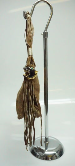 Emanuel Ungaro Brown Swede Handbag w/ Jaguar Detail