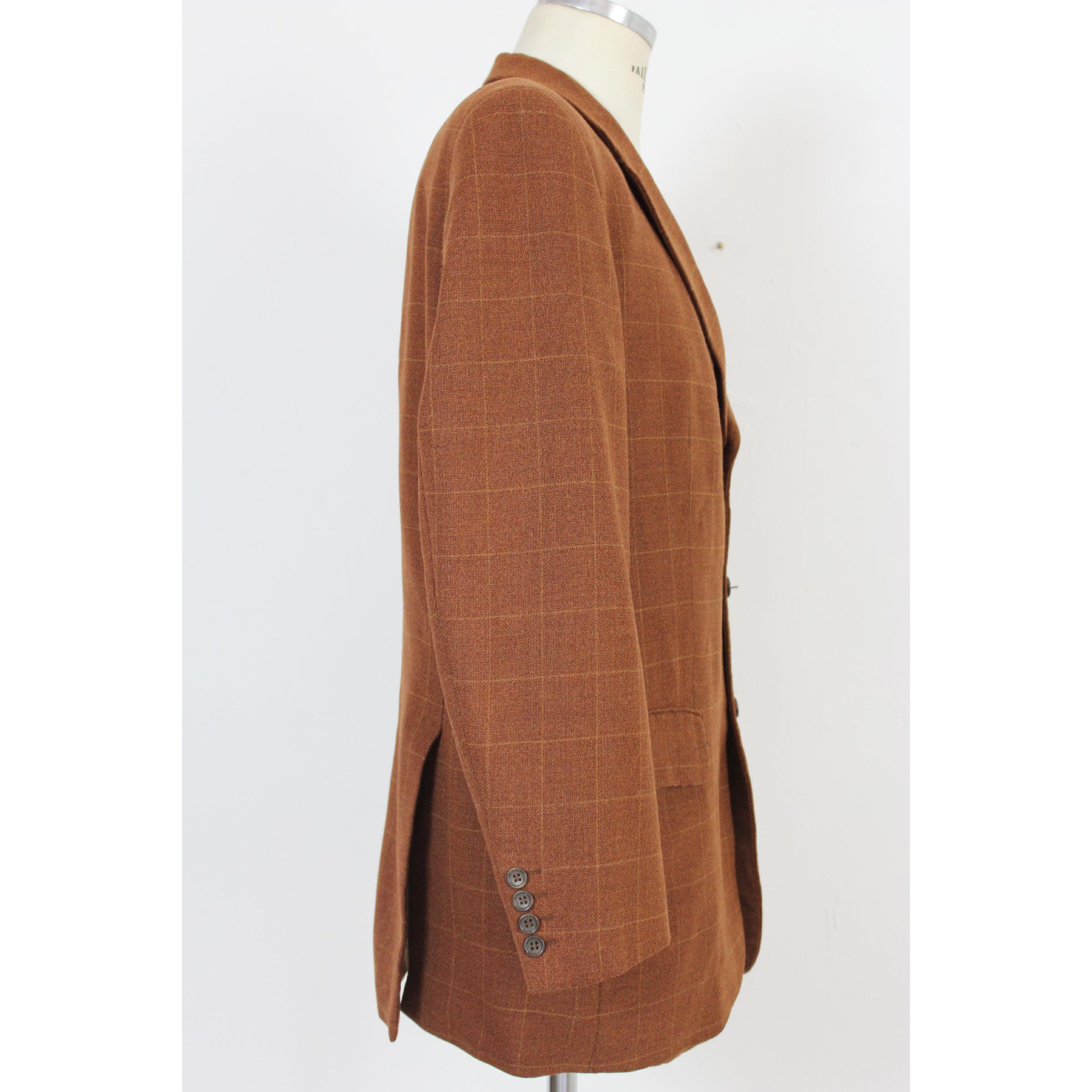 Emanuel Ungaro Brown Wool Check Cashmere Classic Jacket 1990s In Excellent Condition In Brindisi, Bt