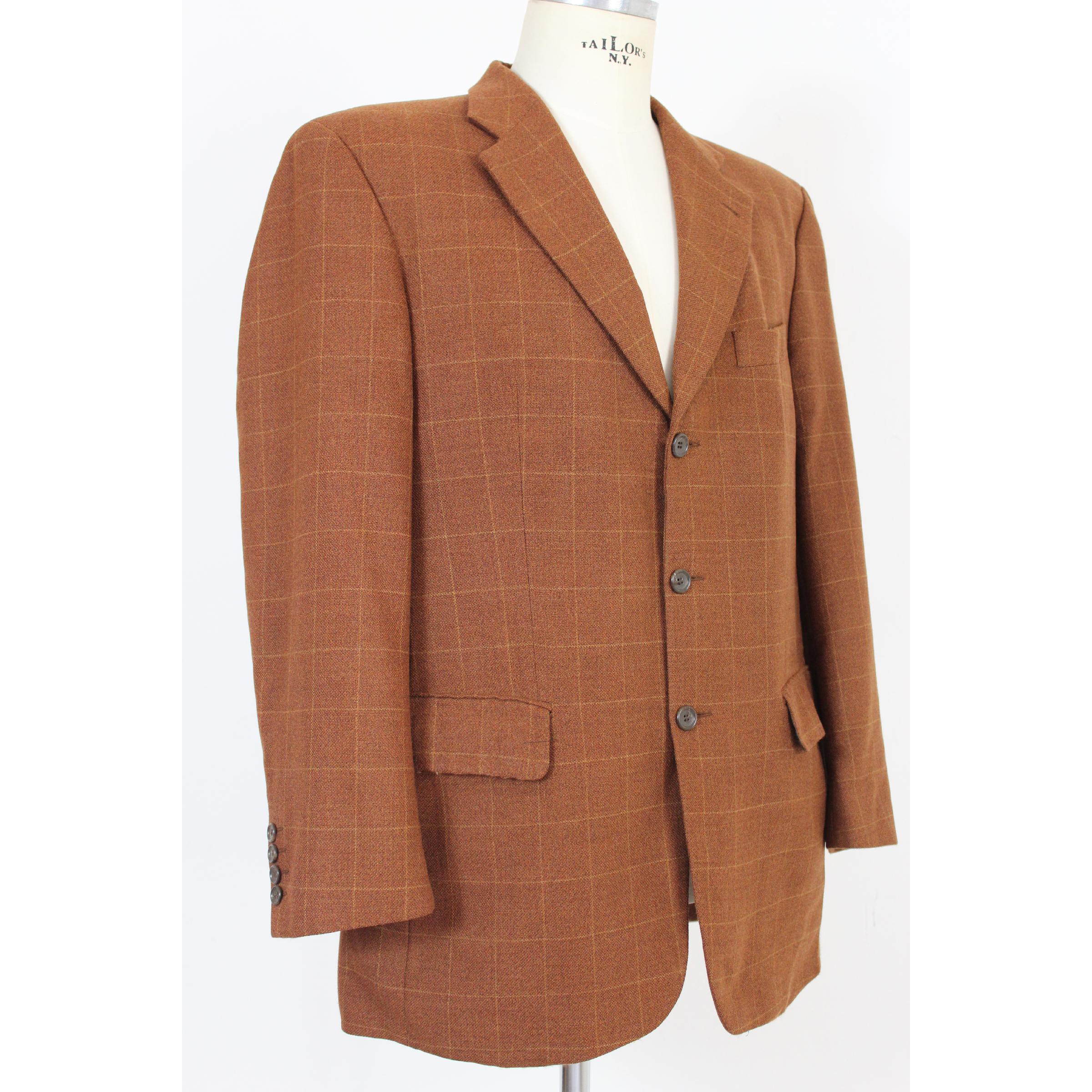 Men's Emanuel Ungaro Brown Wool Check Cashmere Classic Jacket 1990s