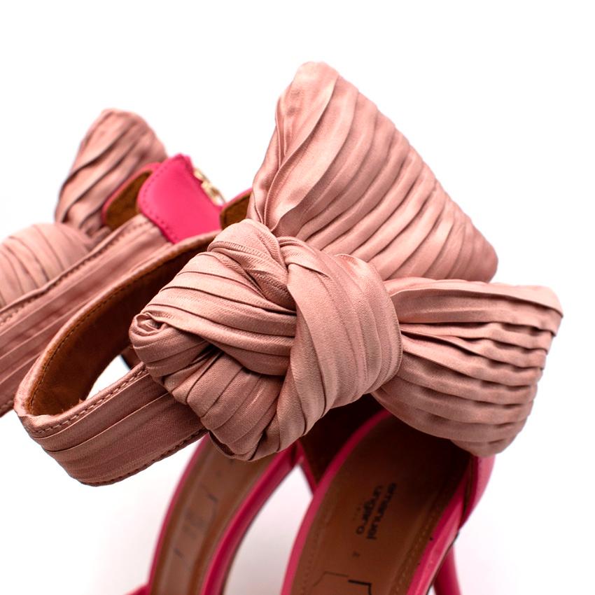 Women's Emanuel Ungaro By Malone Souliers Pink Leather & Mesh Bow Heeled Shoes - EU 37.5