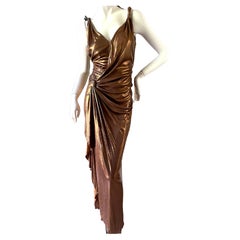 Emanuel Ungaro by Peter Dundas Vintage Metallic Bronze Draped Evening Dress