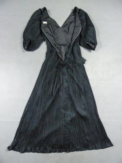 Emanuel Ungaro Circa 1985 Black Silk Crepe Pleated Evening Dress 36/38