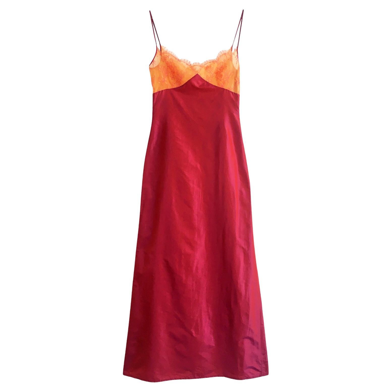 Emanuel Ungaro Collection Bicolour Strap Spaghetti Gown Dress NWOT For Sale