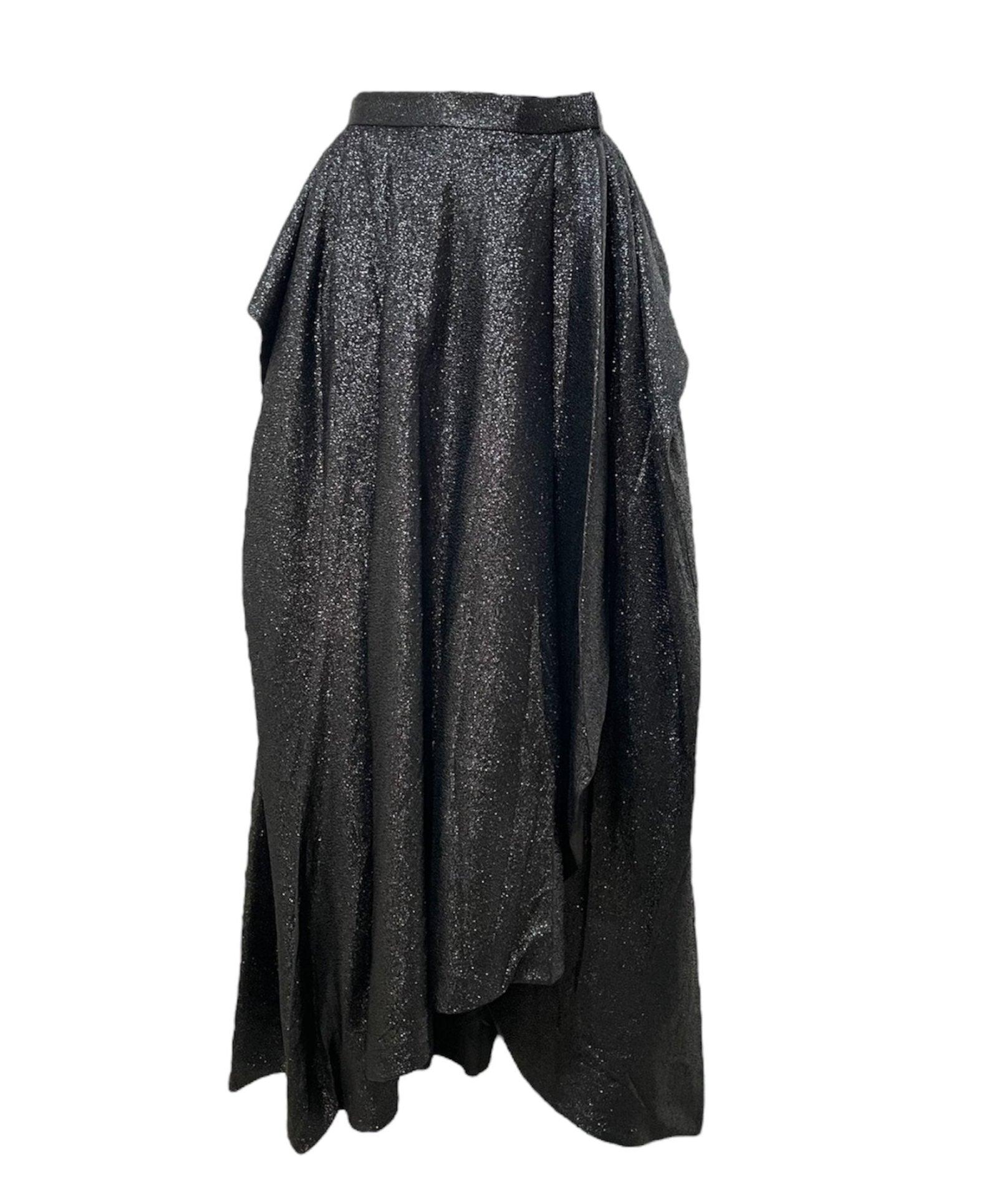 Emanuel Ungaro Couture Schwarzer Lurex-Wickelrock in voller Länge, 1970er Jahre im Angebot