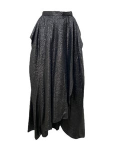 Emanuel Ungaro Couture Schwarzer Lurex-Wickelrock in voller Länge, 1970er Jahre