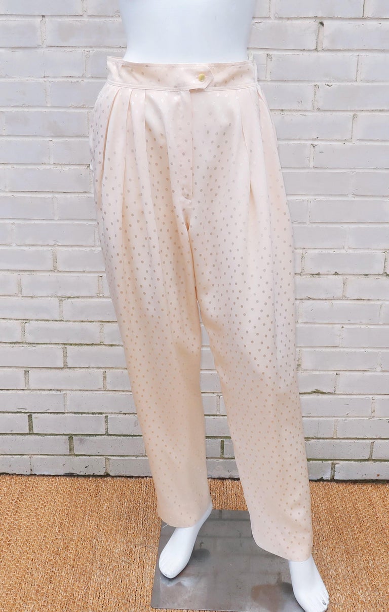 Emanuel Ungaro Cream Silk Jacquard Pant Suit, 1980’s For Sale at ...