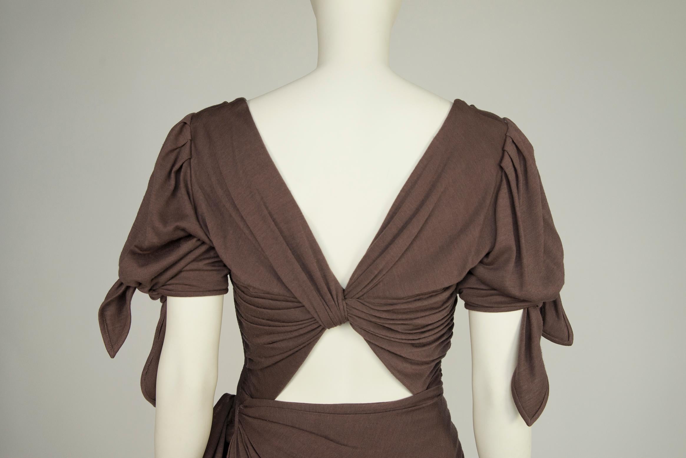 Emanuel Ungaro Draped Knotted Cut-Out Cocktail Dress, Circa 1985 For Sale 5