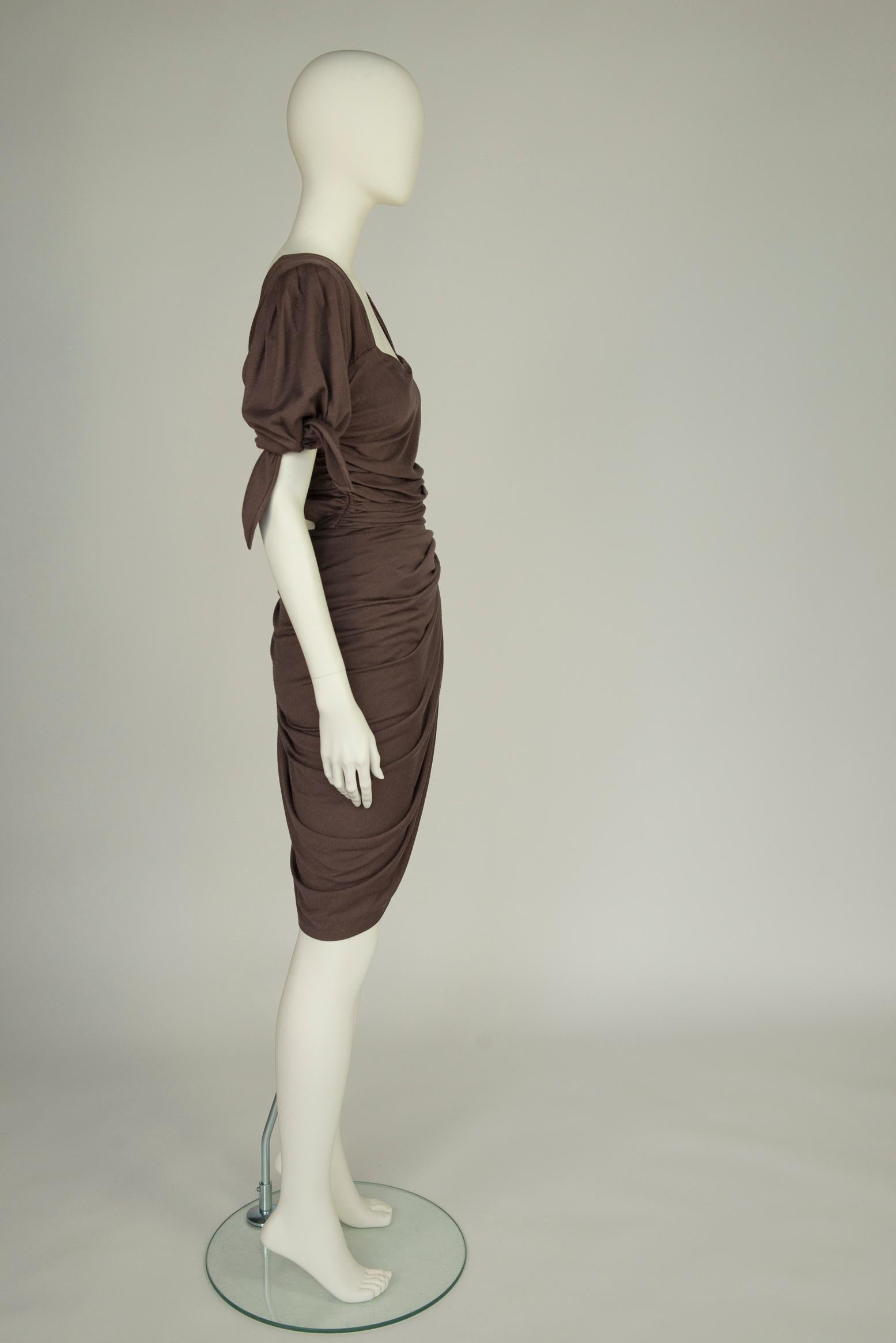 Emanuel Ungaro Draped Knotted Cut-Out Cocktail Dress, Circa 1985 For Sale 1
