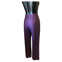 Emanuel Ungaro 1990s Eggplant Purple Wool Pleated Trousers