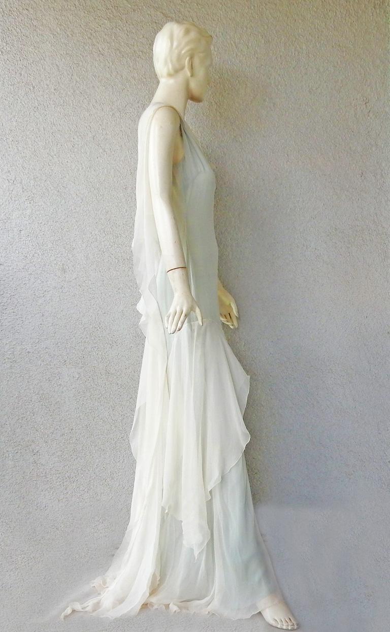 Emanuel Ungaro Ethereal Silk Chiffon Bias Cut Dress Gown For Sale 4