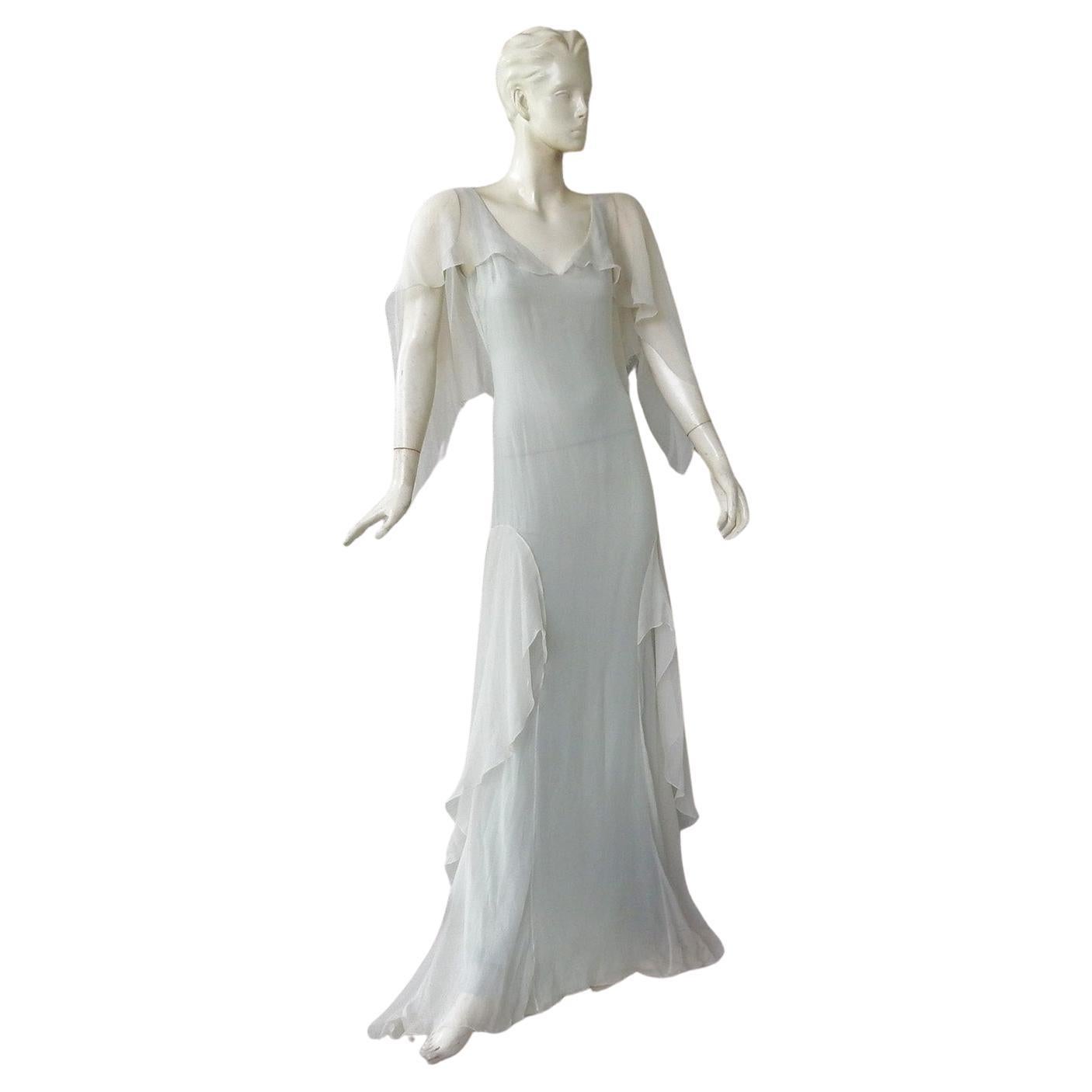 Emanuel Ungaro Ethereal Silk Chiffon Bias Cut Dress Gown For Sale