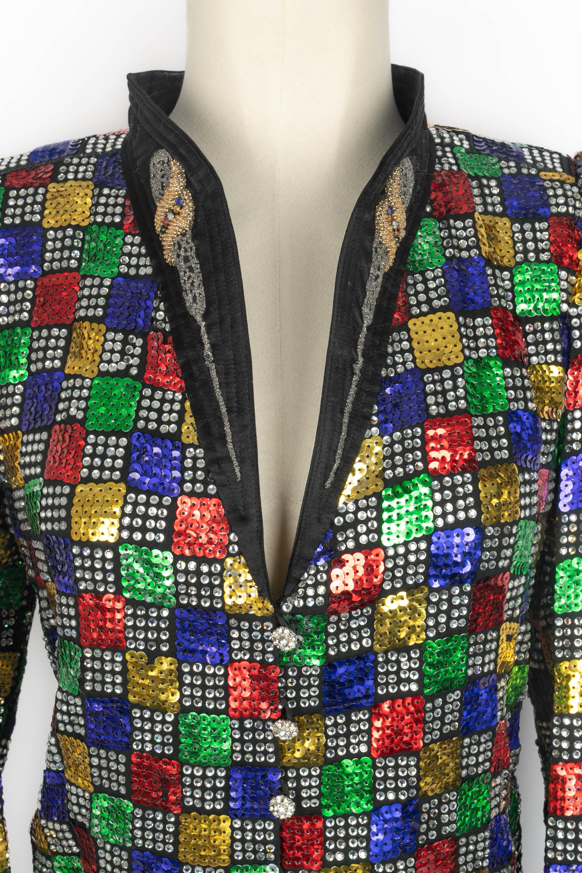 Black Emanuel Ungaro evening set Haute Couture 1979 For Sale