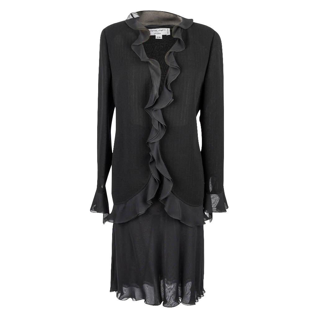 Emanuel Ungaro Evening Skirt Set Ruffle Trim Jacket 12 For Sale