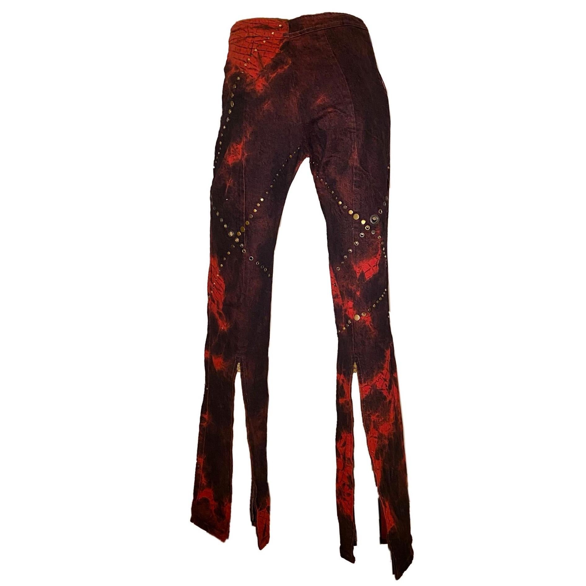 Emanuel Ungaro F/W 2000 Tie Dye Studded Jeans In Excellent Condition For Sale In Rome, IT