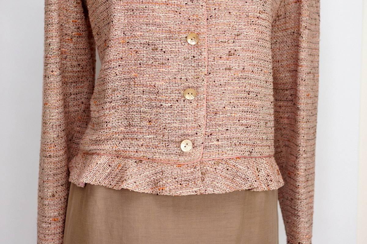 Women's Emanuel Ungaro Fantasy Tweed Jacket Solid Skirt Suit  12 fits 10 New