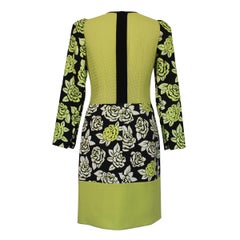 Emanuel Ungaro Women's Floral Dress in Black and Fluorescent Green, IT 40
