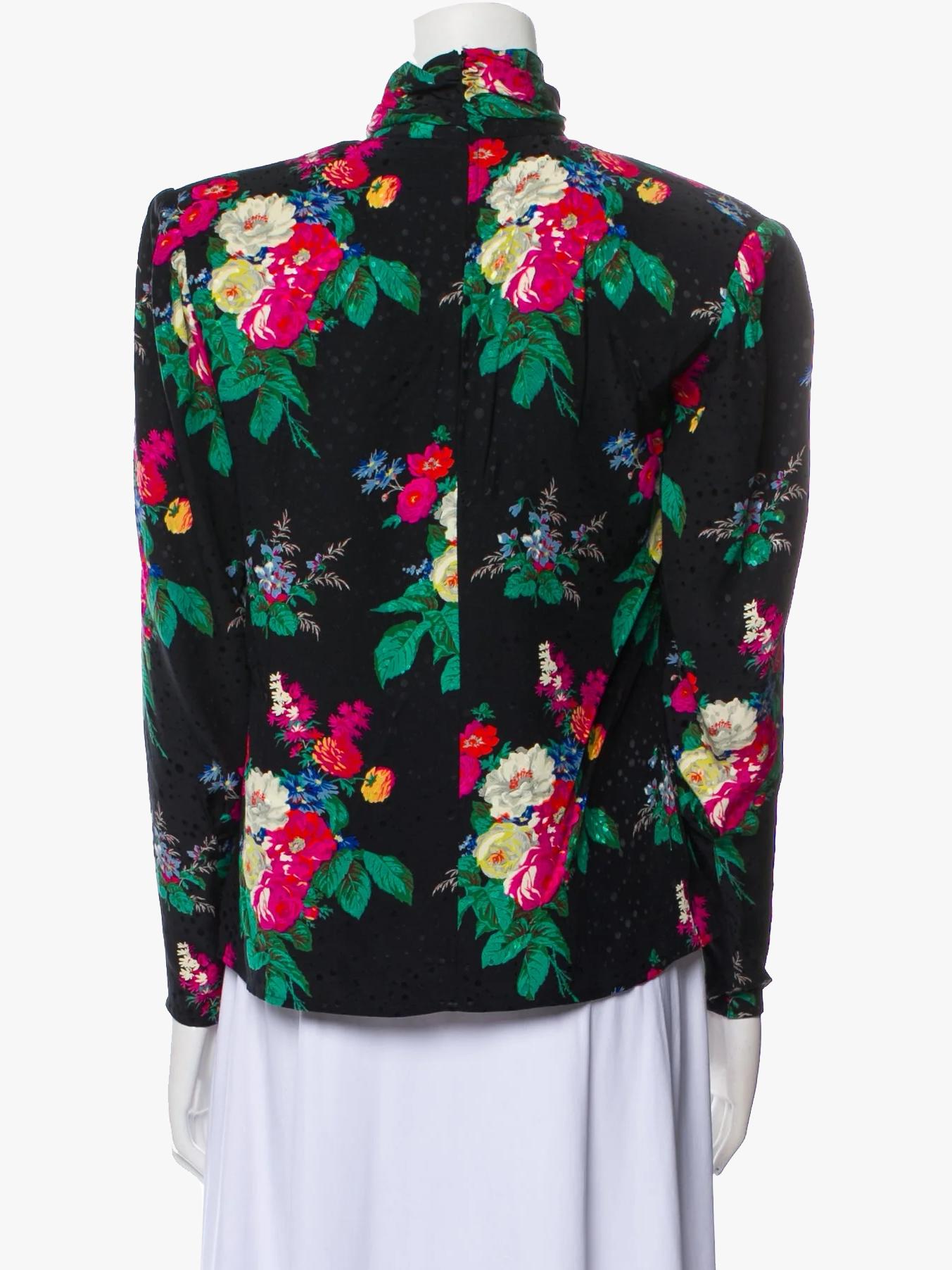 Chemisier en soie à imprimé floral Emanuel Ungaro en vente 1