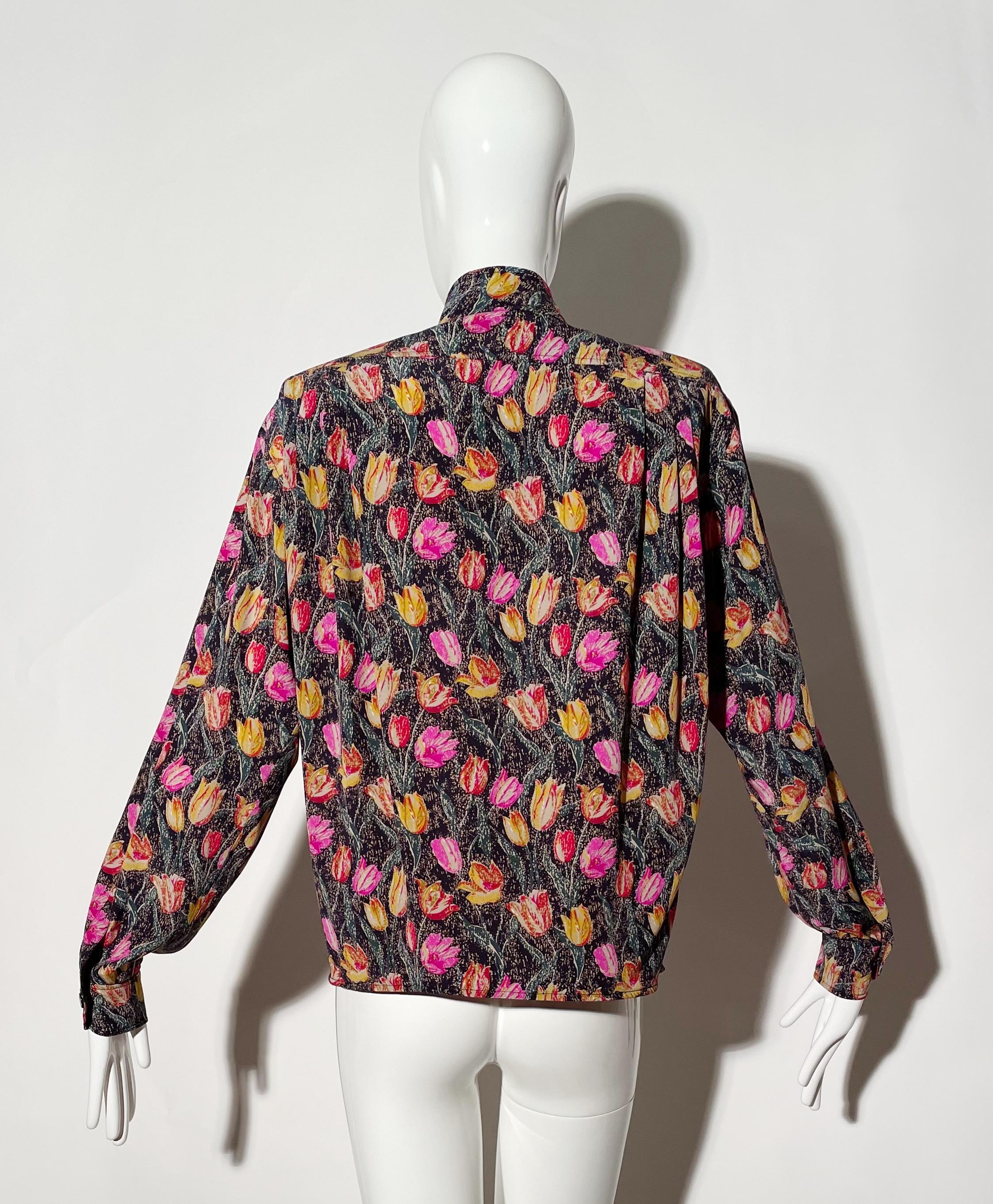 Emanuel Ungaro Floral Silk Blouse For Sale 1