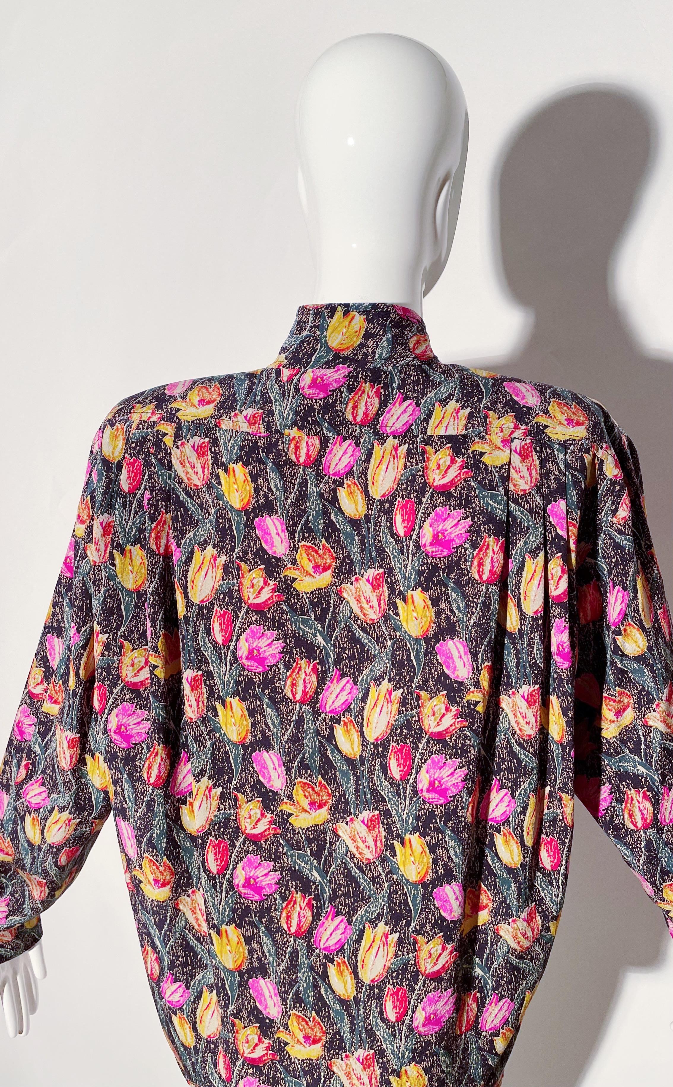 Emanuel Ungaro Floral Silk Blouse For Sale 2