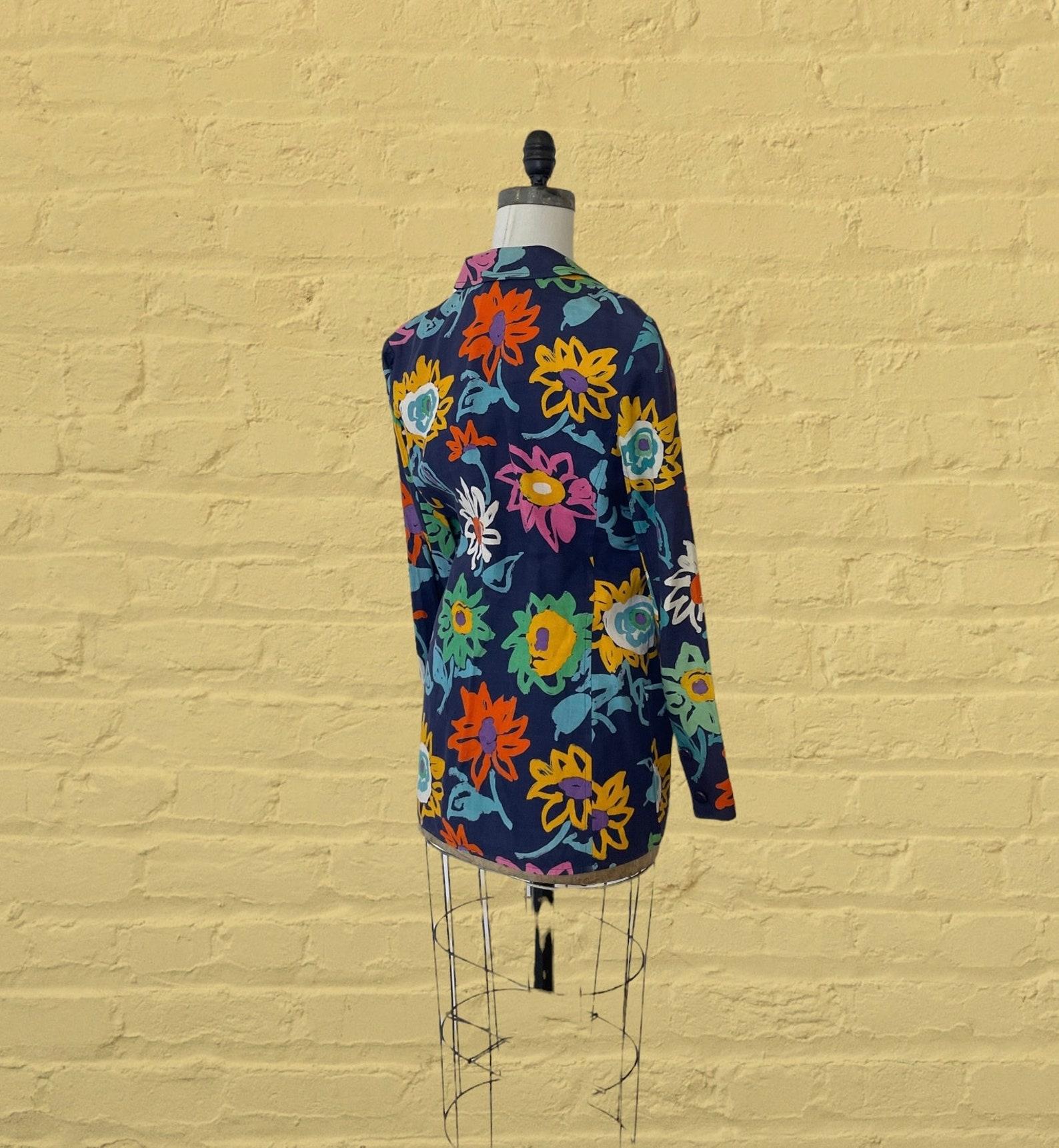 Blazer à imprimé fleuri Emanuel Ungaro, Circa 1990 Excellent état - En vente à Brooklyn, NY