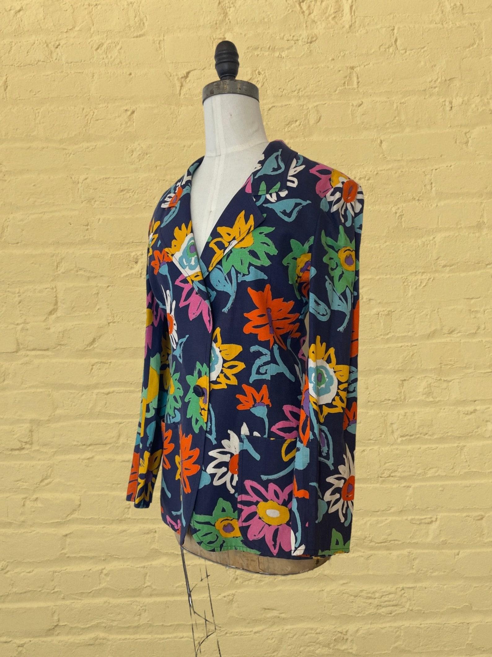 Emanuel Ungaro Flower Print Blazer, Circa 1980s For Sale 1