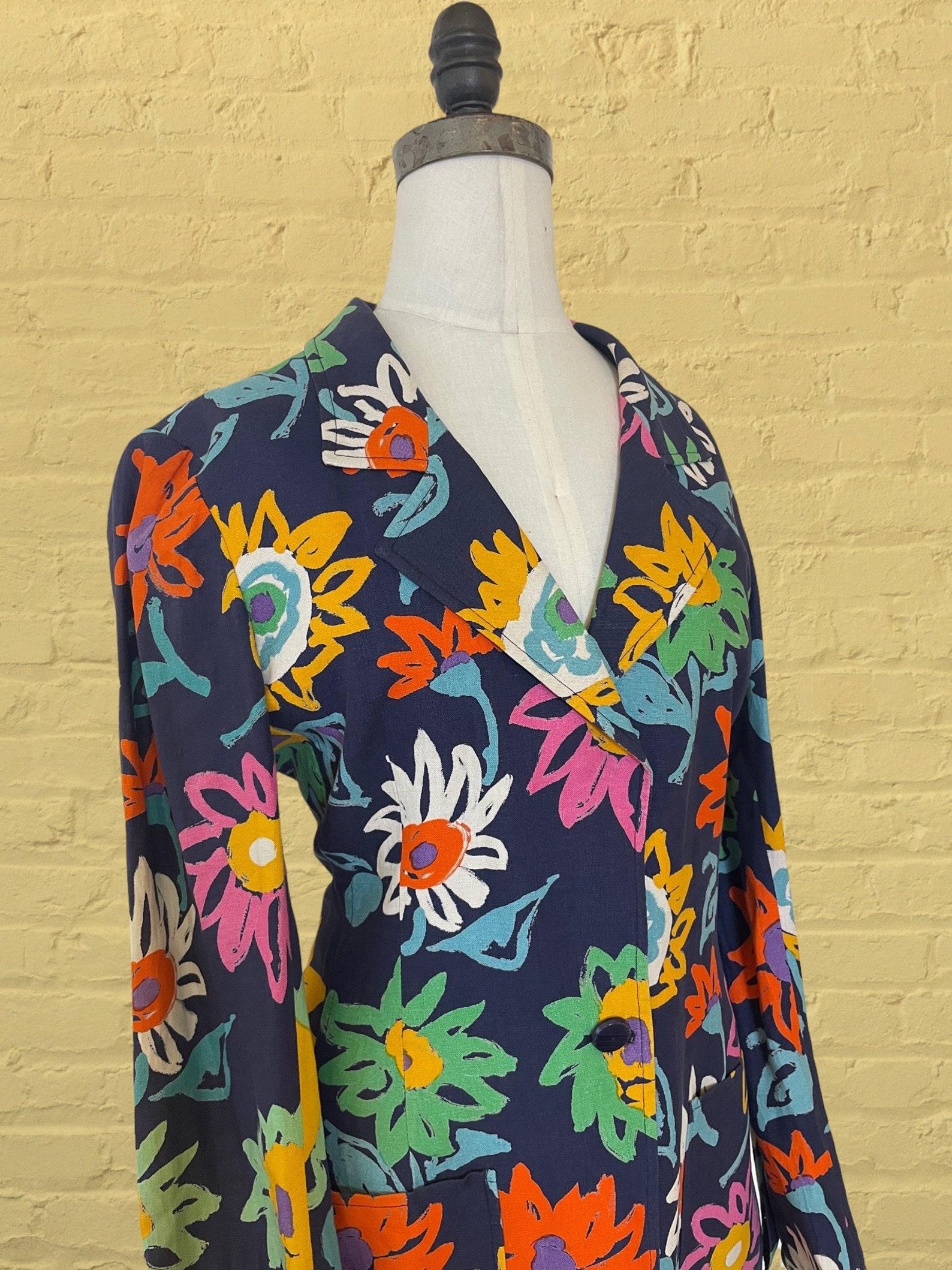 Emanuel Ungaro Flower Print Blazer, Circa 1980s For Sale 2