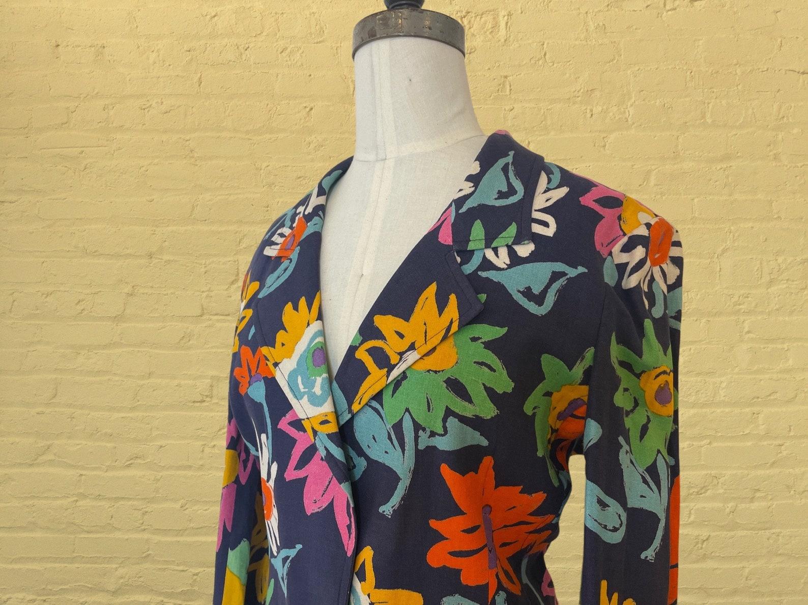 Emanuel Ungaro Flower Print Blazer, Circa 1980s For Sale 3