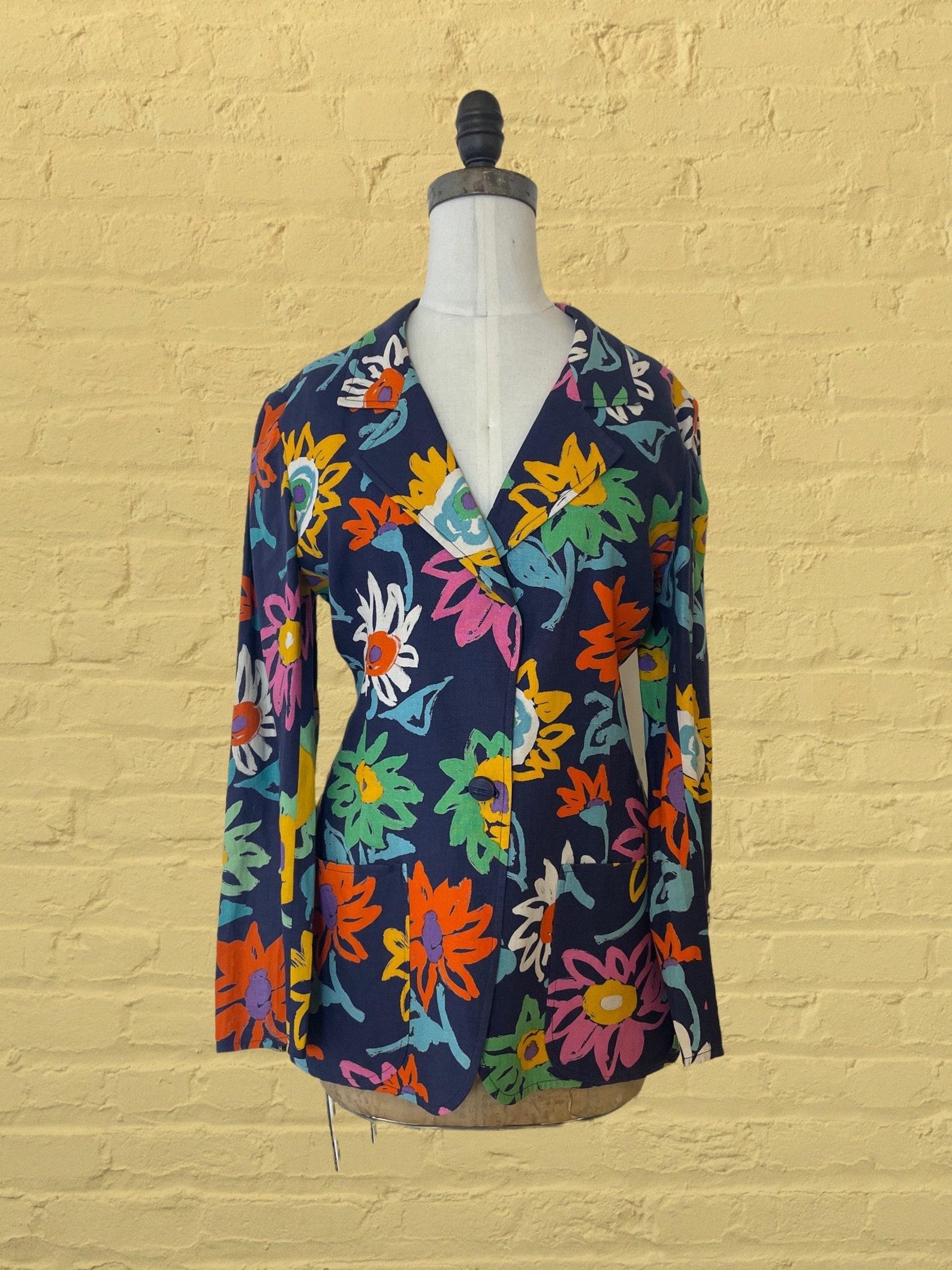 Emanuel Ungaro Flower Print Blazer, Circa 1980s For Sale 4