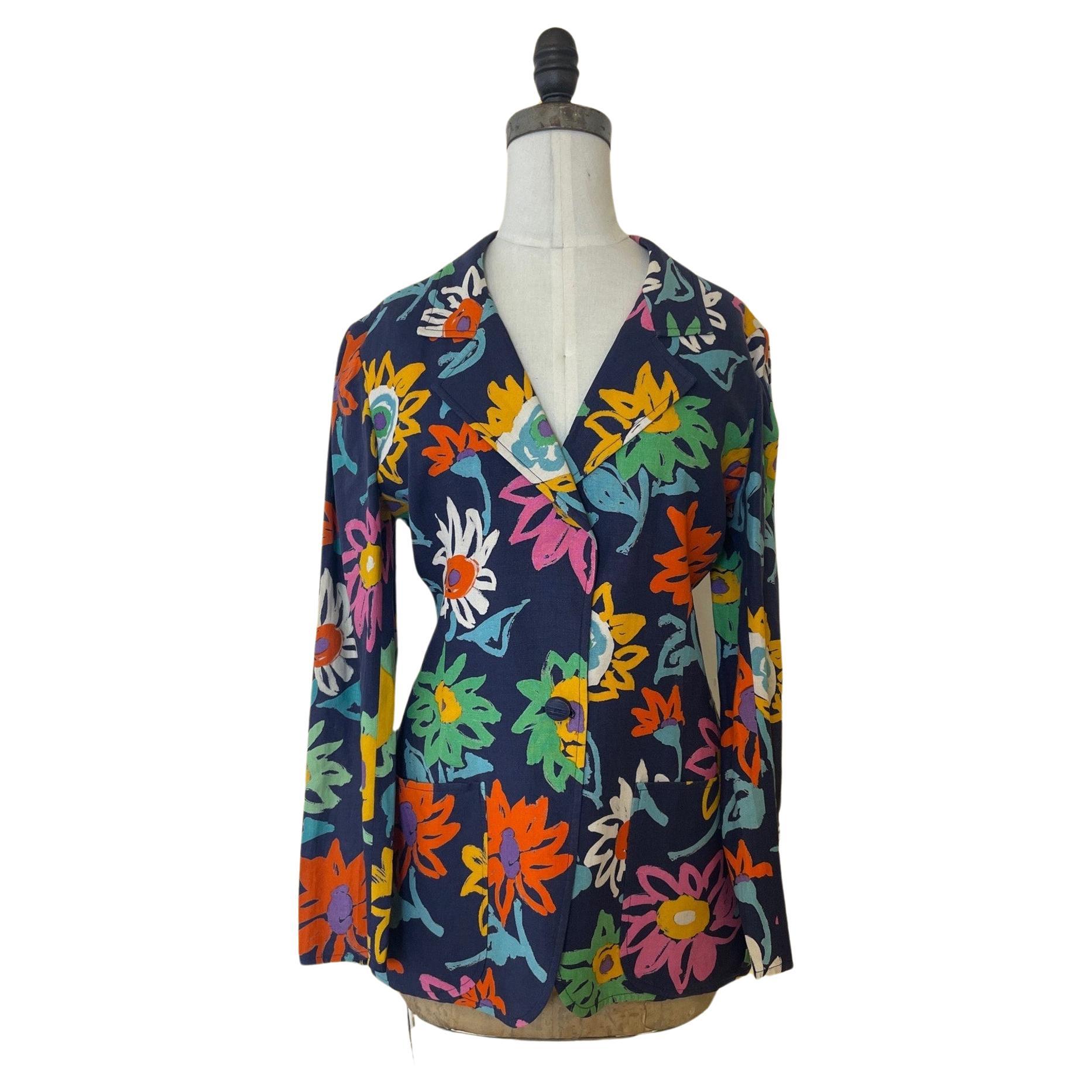 Emanuel Ungaro Flower Print Blazer, Circa 1980s For Sale