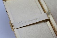 Emanuel Ungaro Oro Azul Metal A Rayas Pitillera Vintage Años 80