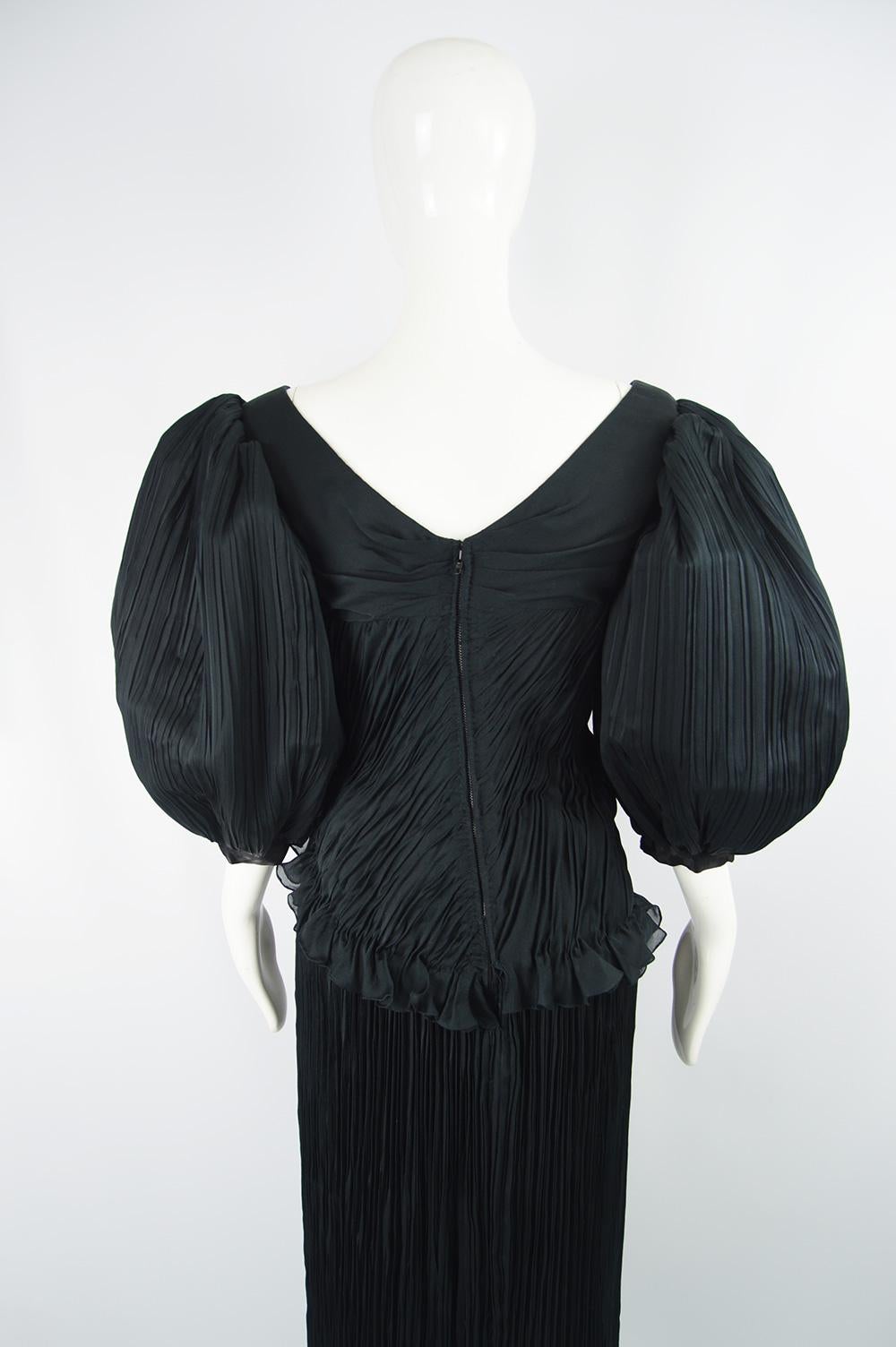 Emanuel Ungaro Haute Couture Black Fortuny Pleat Silk Huge Balloon Sleeve Gown 1