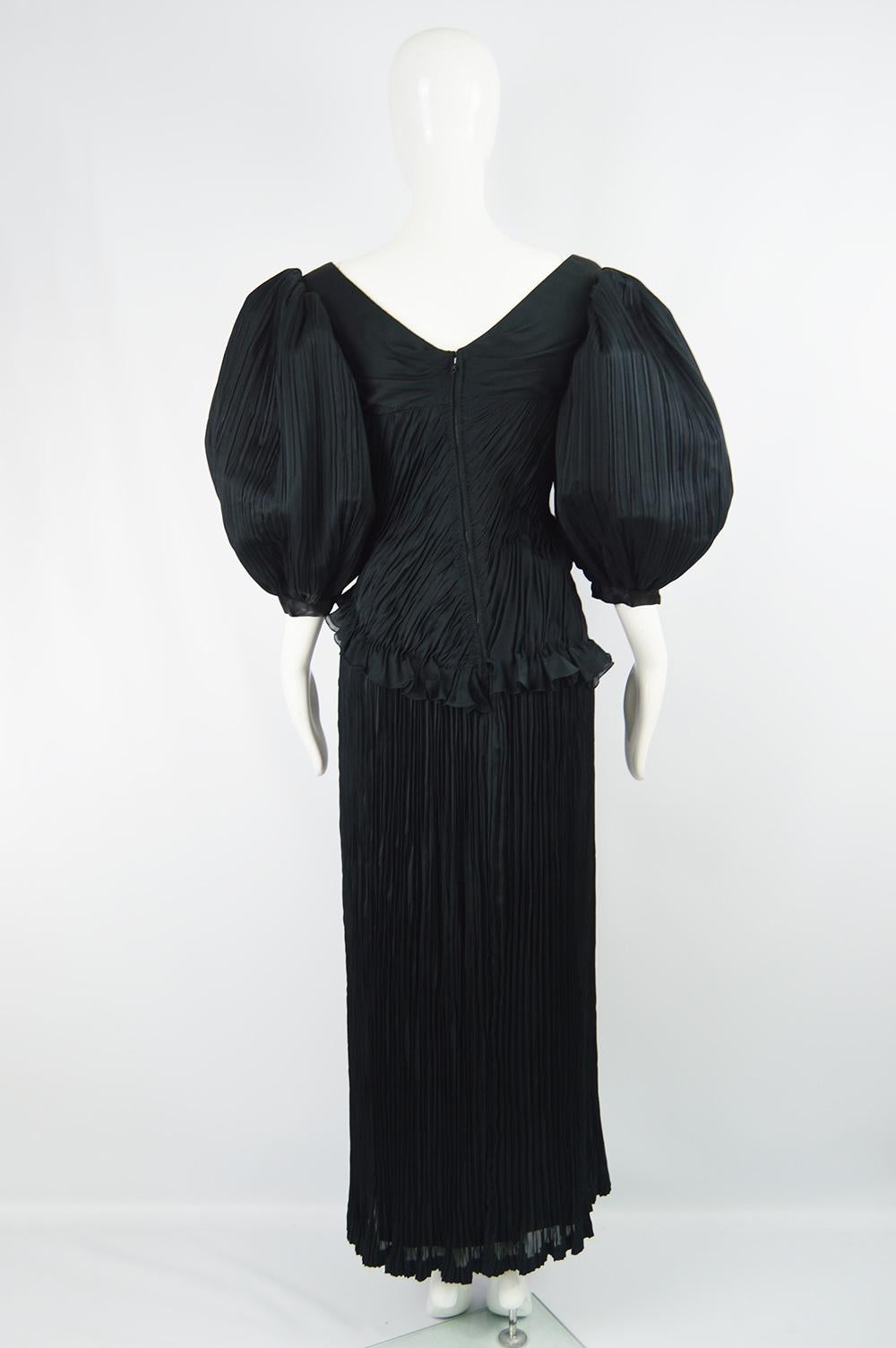 Emanuel Ungaro Haute Couture Black Fortuny Pleat Silk Huge Balloon Sleeve Gown 2