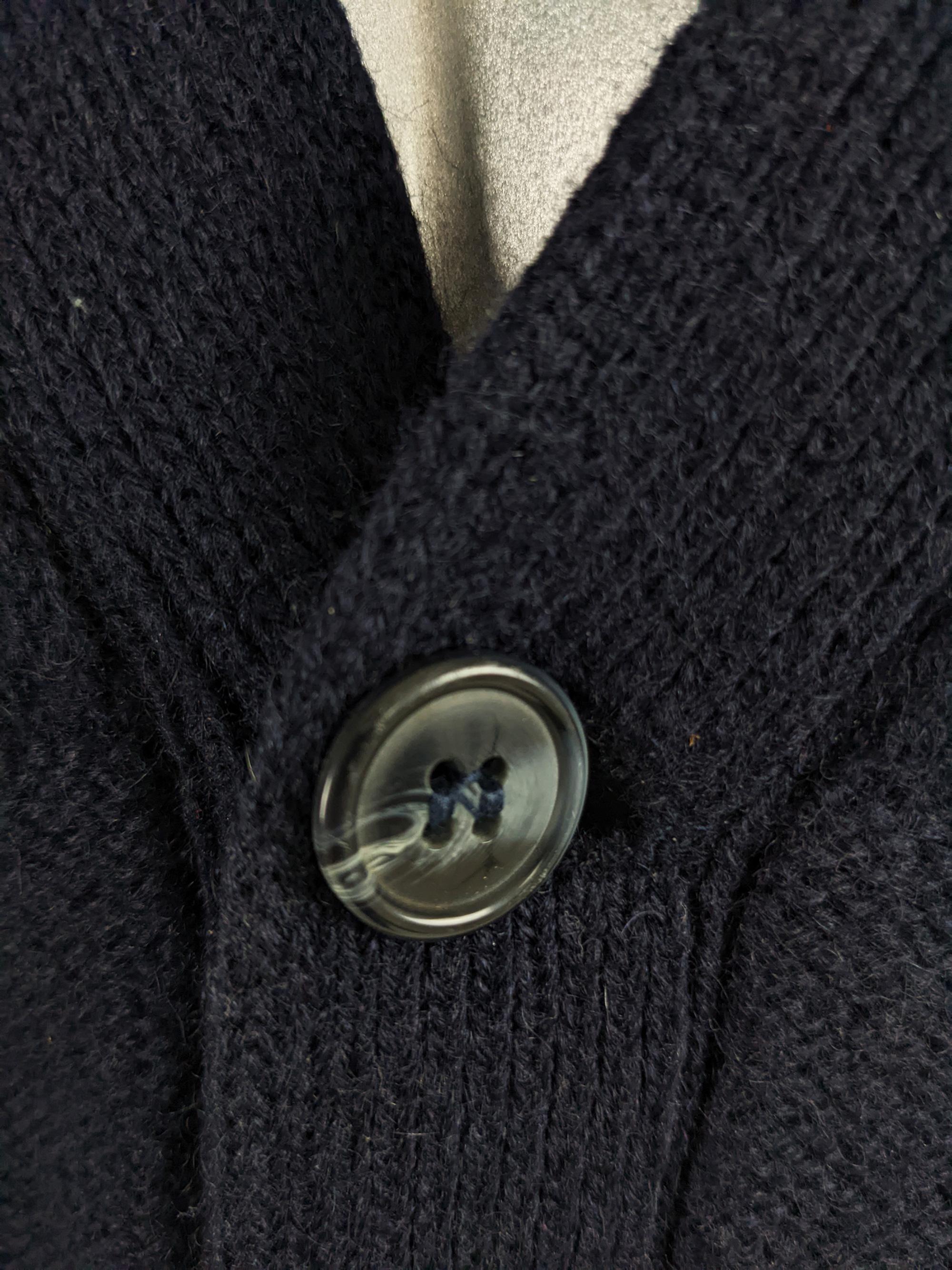 navy blue knit cardigan