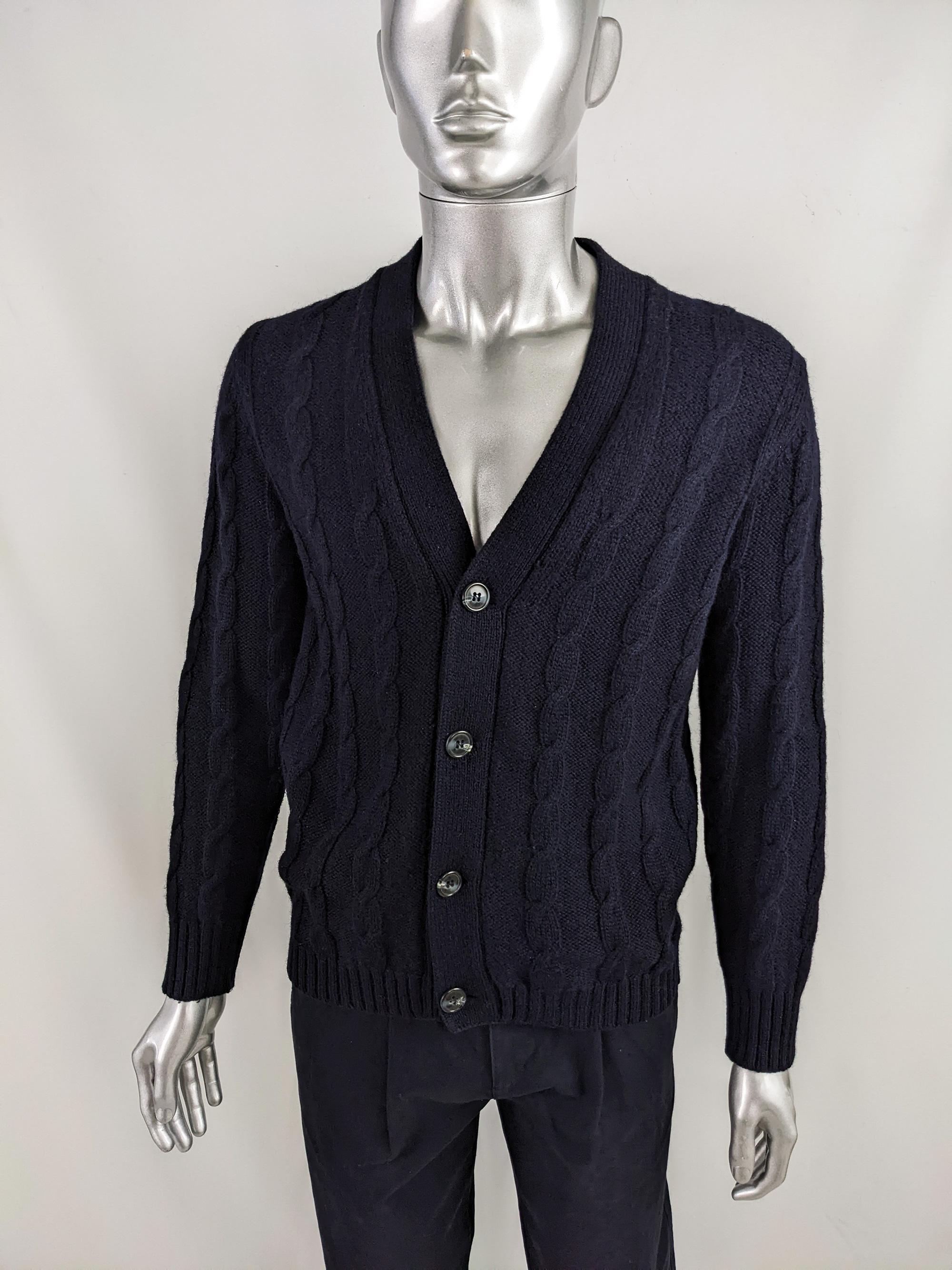 solid button front cable knit cardigan