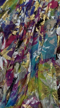 Emanuel Ungaro Metallic Abstract Floral Maxi Skirt