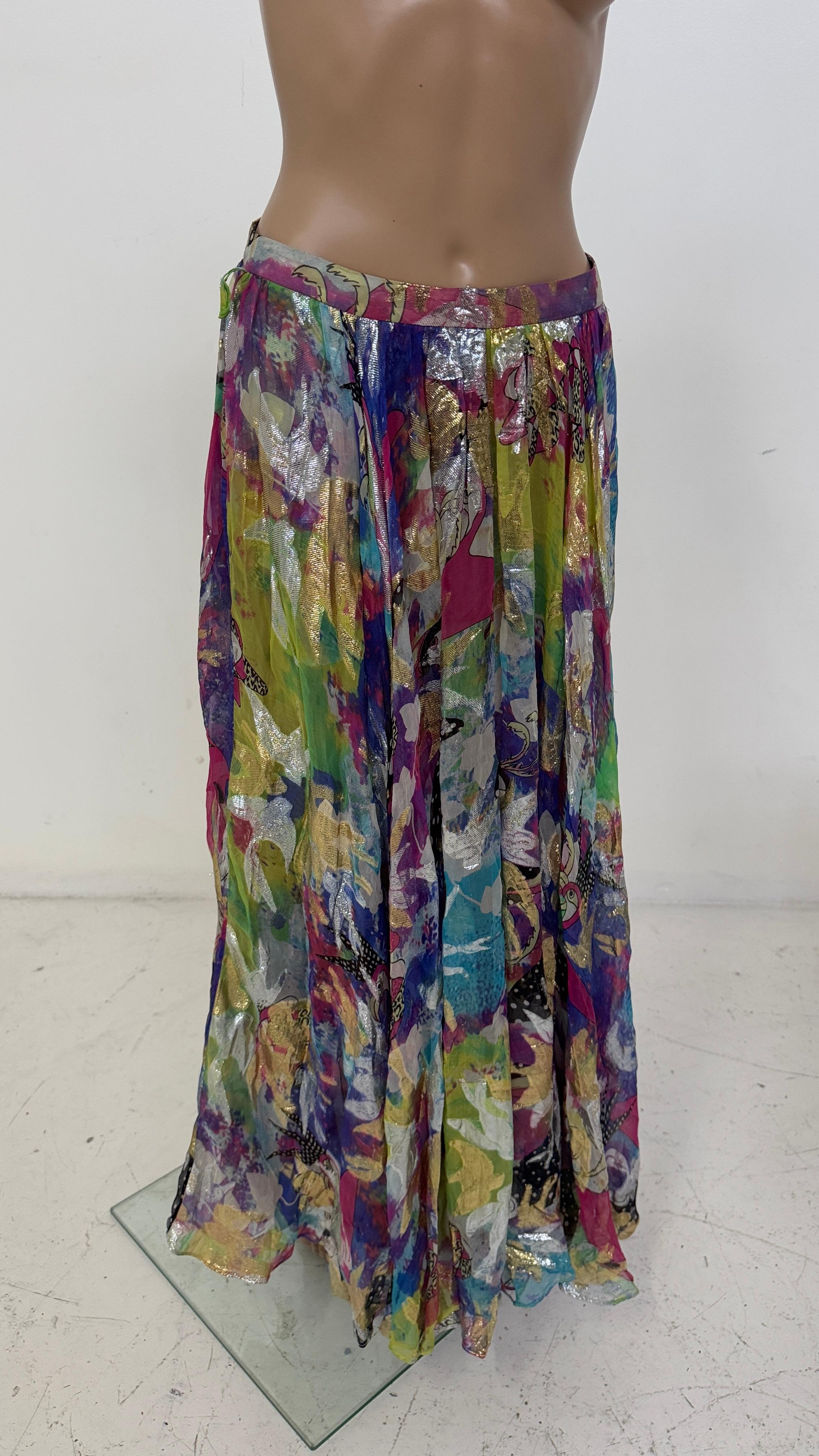 Black Emanuel Ungaro Metallic Abstract Floral Maxi Skirt - We pay for import duty! in vendita