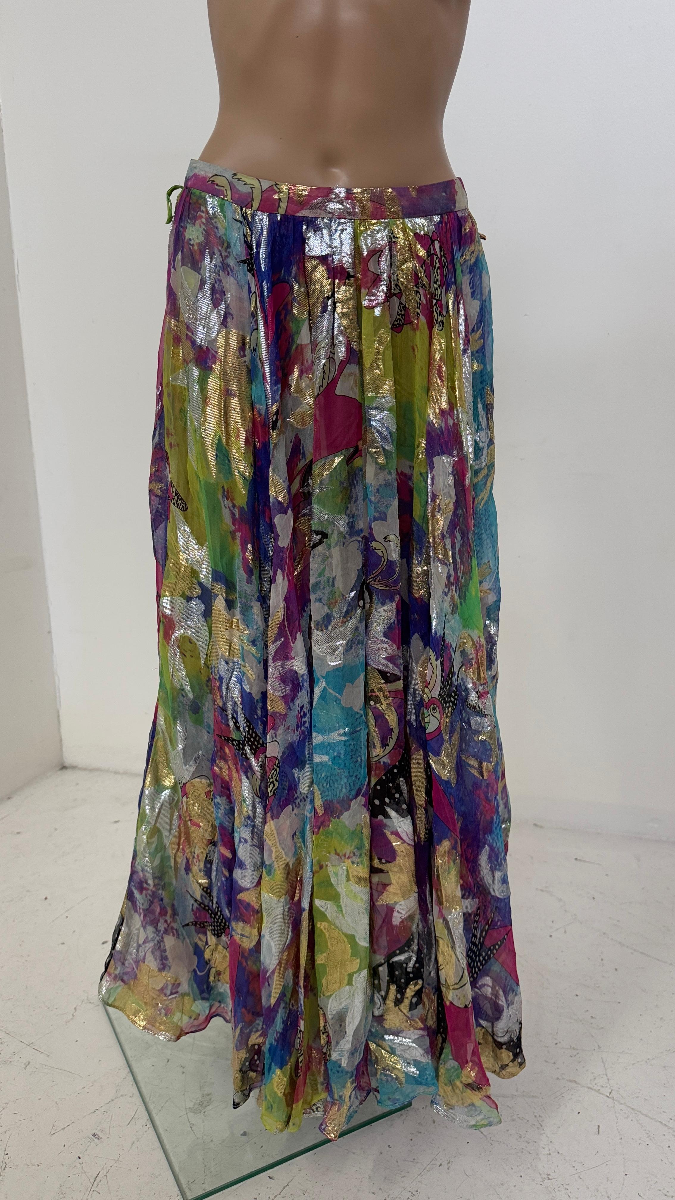 Emanuel Ungaro Metallic Abstract Floral Maxi Skirt - We pay for import duty! In condizioni buone in vendita a Milano, IT