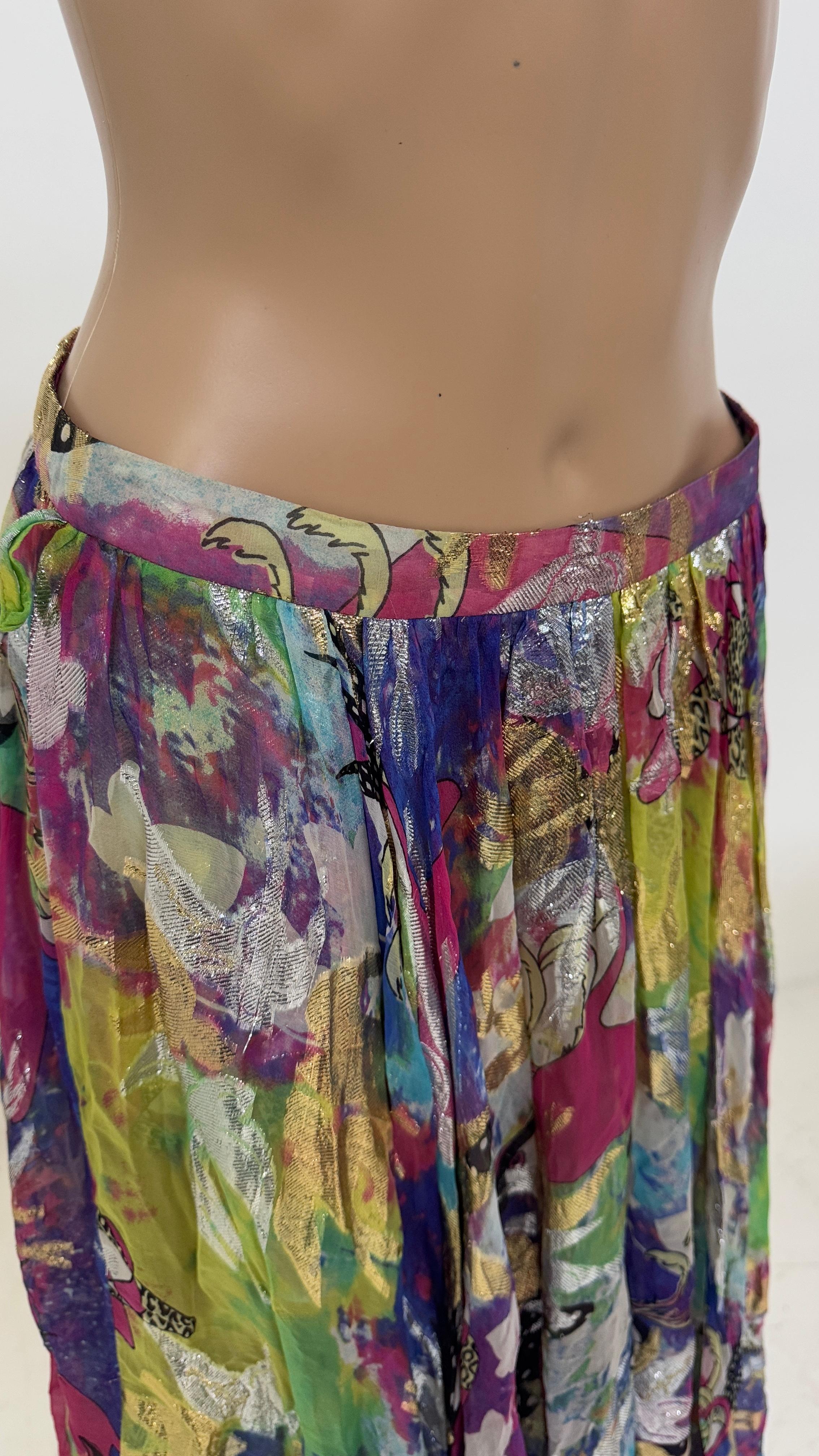 Donna Emanuel Ungaro Metallic Abstract Floral Maxi Skirt - We pay for import duty! in vendita