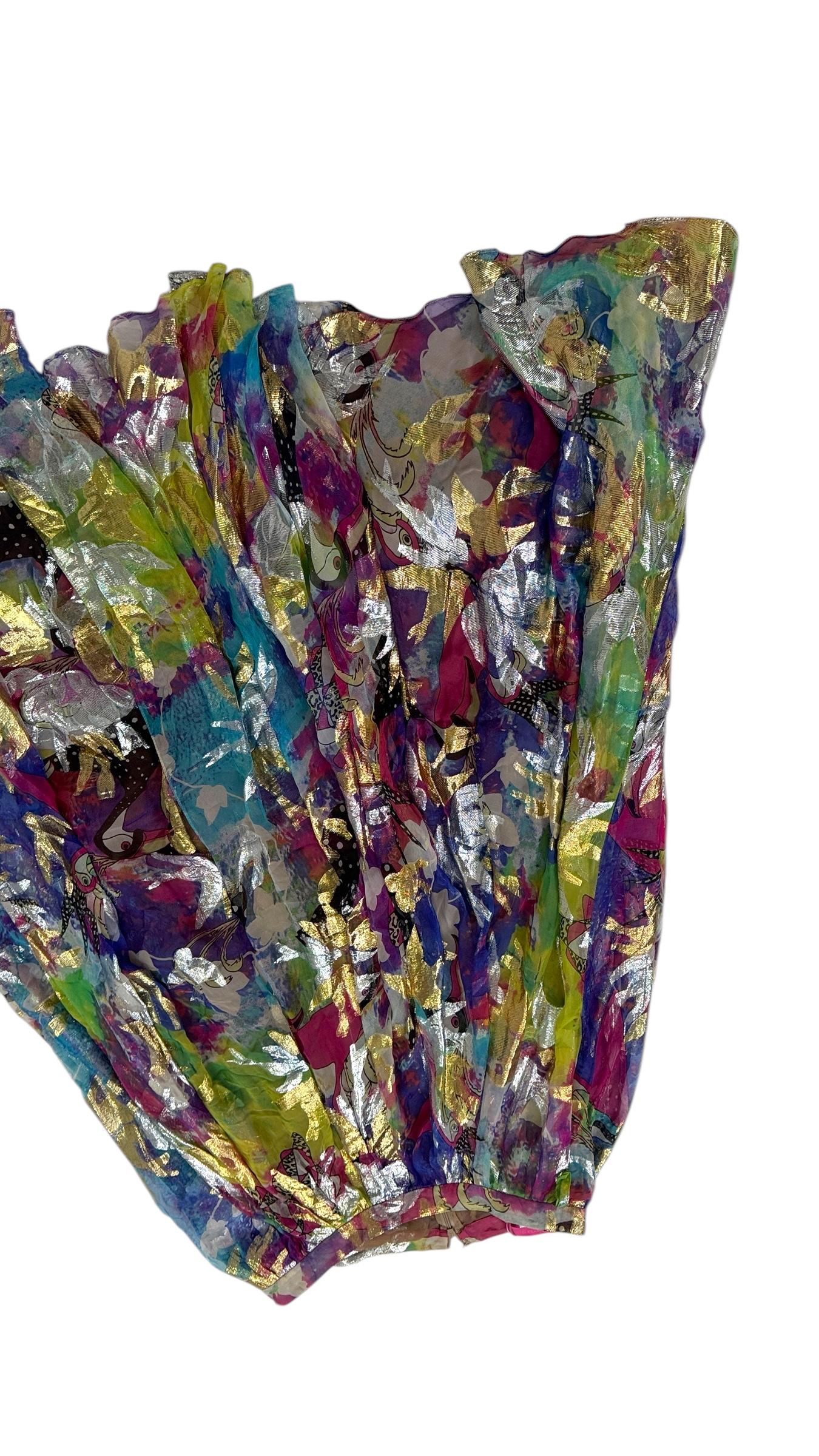 Emanuel Ungaro Metallic Abstract Floral Maxi Skirt - We pay for import duty! in vendita 4