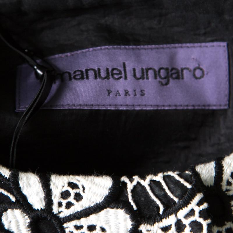 Women's Emanuel Ungaro Monochrome Floral Macrame Lace Cape Style Jacket S