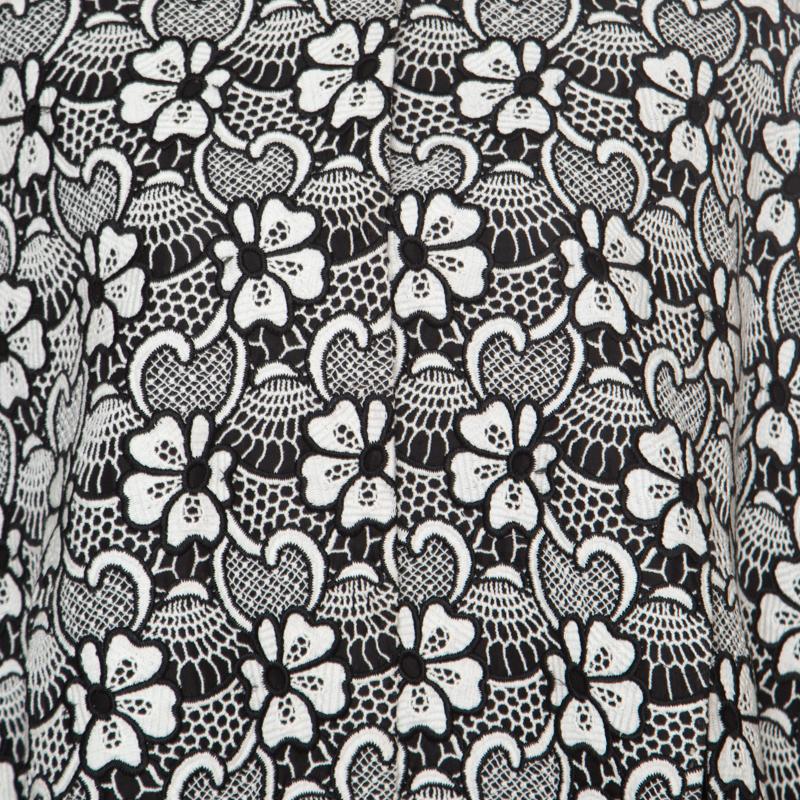 Emanuel Ungaro Monochrome Floral Macrame Lace Cape Style Jacket S 3
