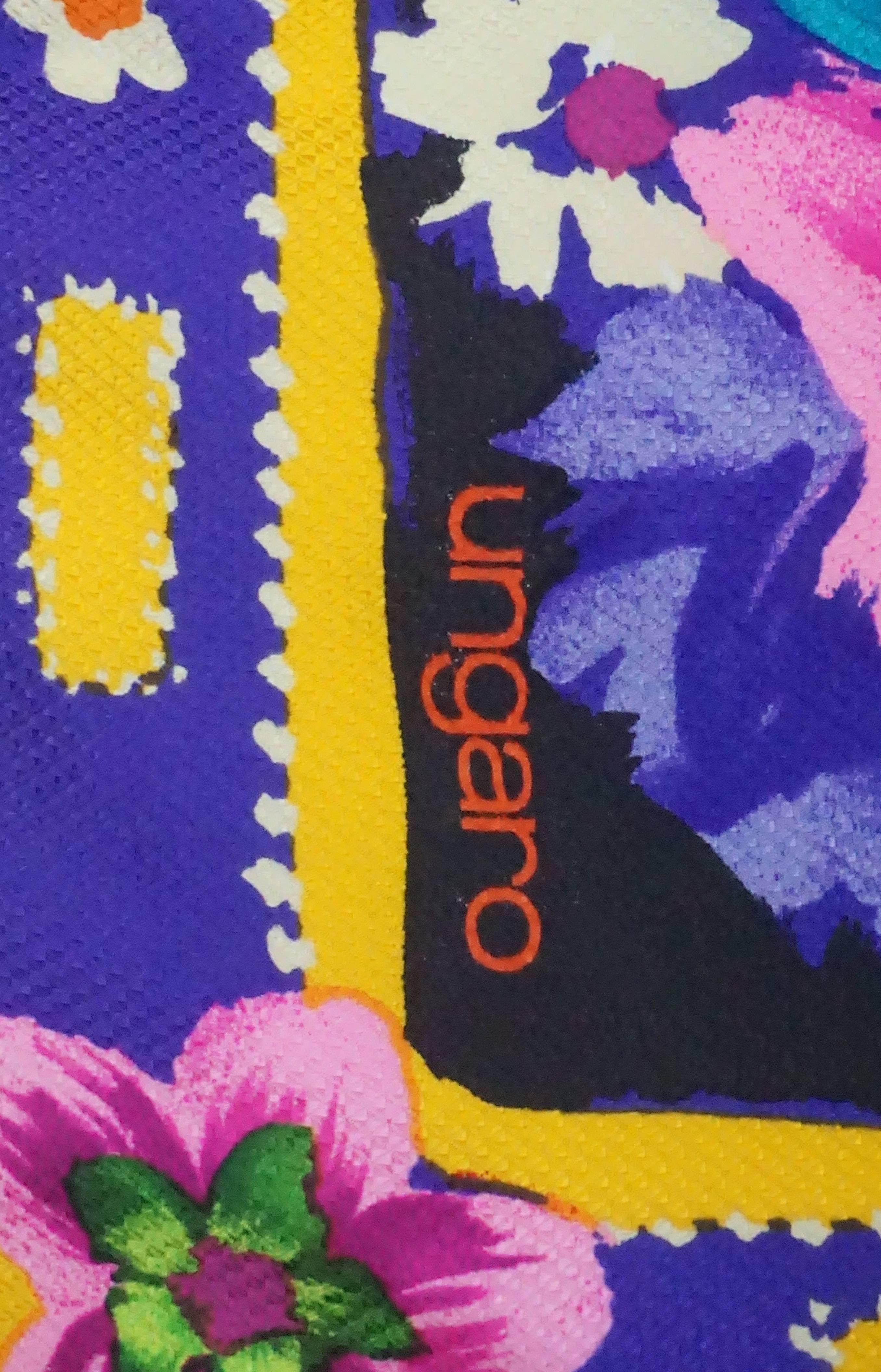 Emanuel Ungaro Multi Floral Print Textured Silk Scarf 3