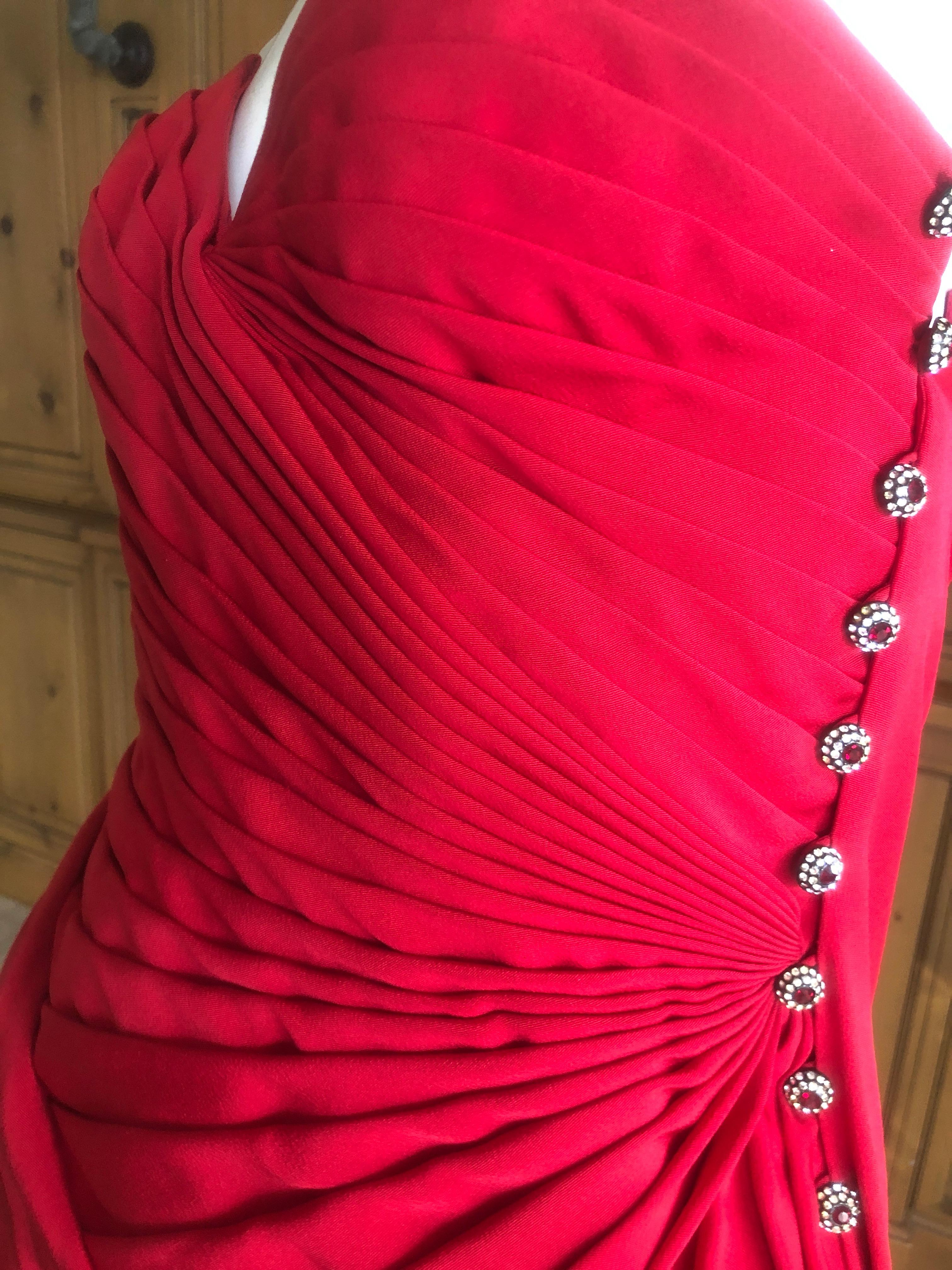 Emanuel Ungaro Numbered Haute Couture Fall 1984 Red  Strapless Evening Dress For Sale 5