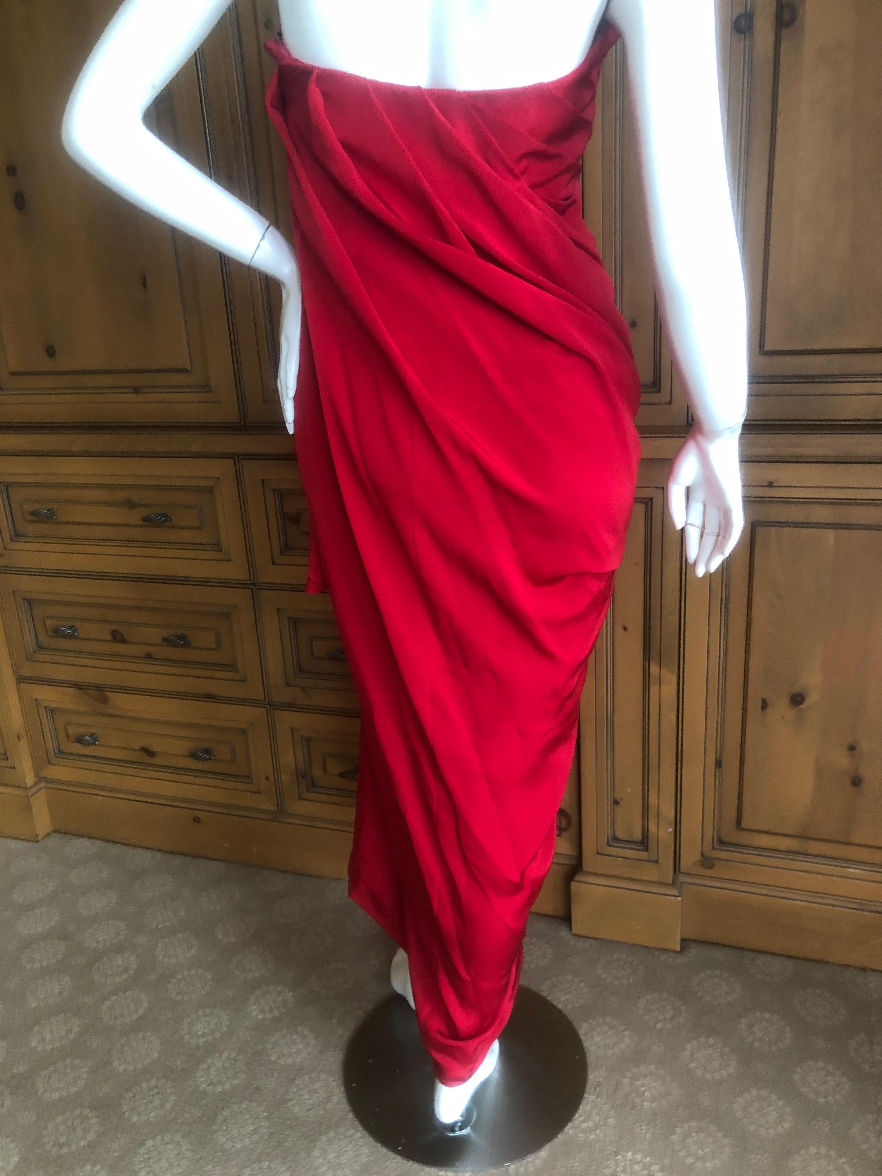 Emanuel Ungaro Numbered Haute Couture Fall 1984 Red  Strapless Evening Dress For Sale 7