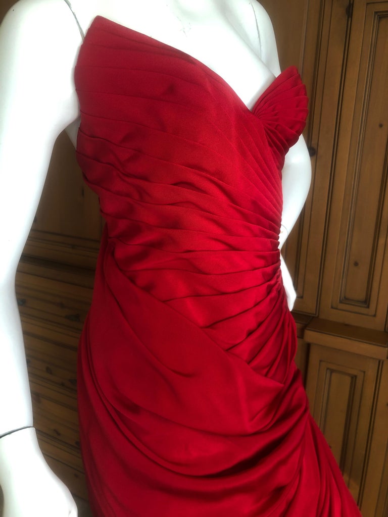 Emanuel Ungaro Numbered Haute Couture Fall 1984 Red Strapless Evening ...